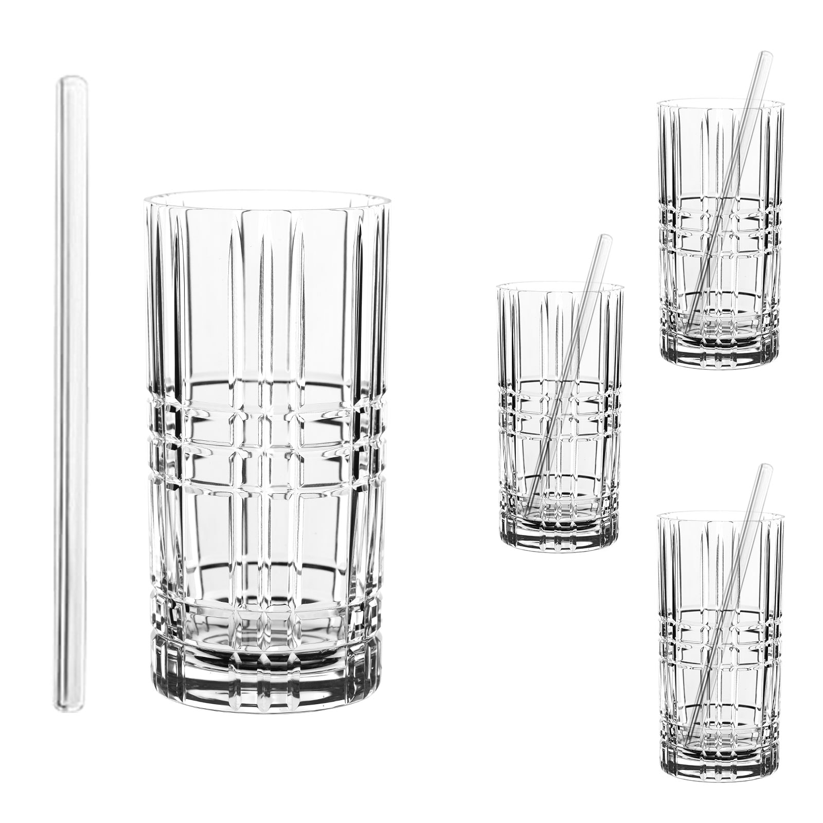 Nachtmann 4x Longdrink-Gl&auml;ser (445 ml), 4x Glastrinkhalme inkl. Reinigungsb&uuml;rste Tastes Good 103144 