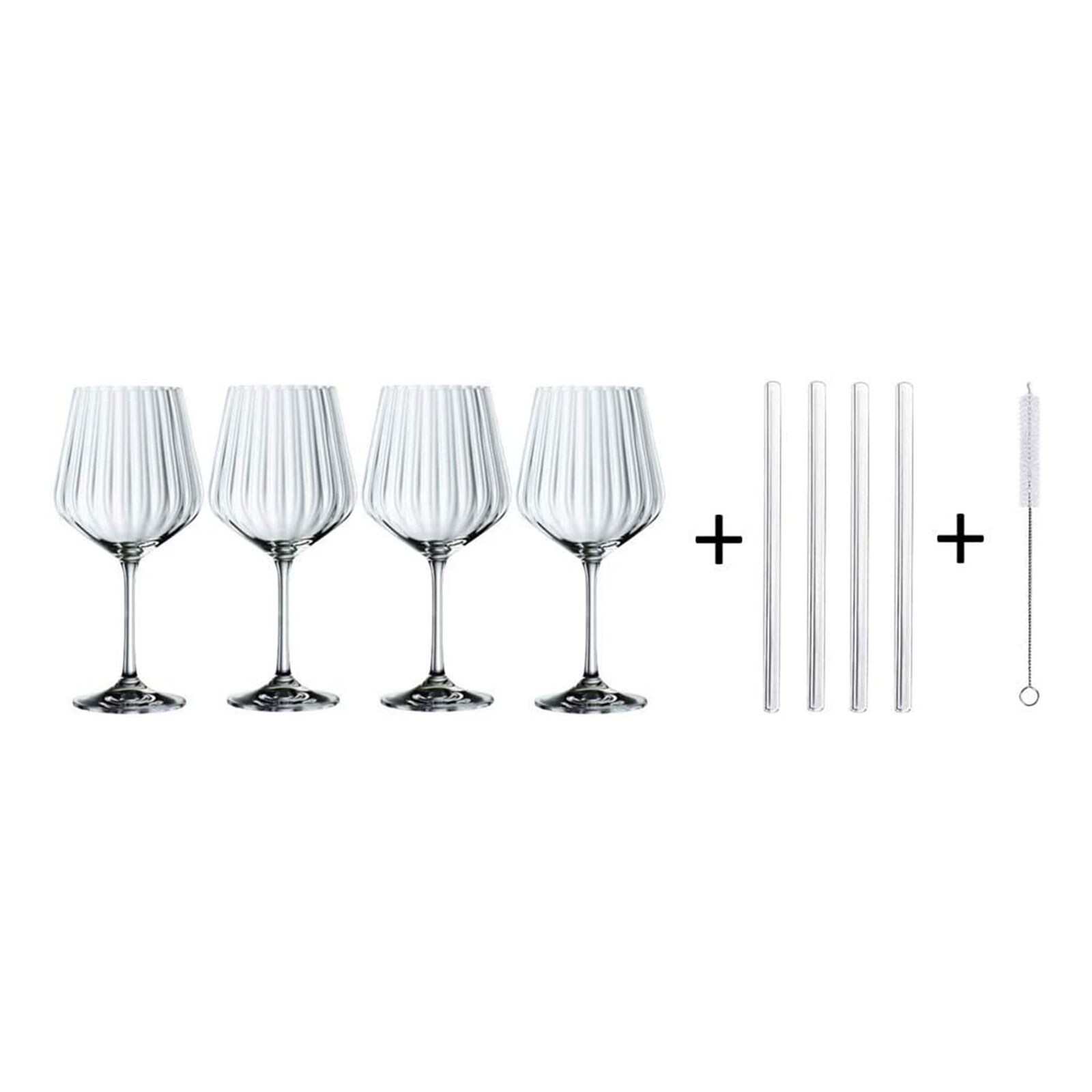 Nachtmann Gin & Tonic-Set 4x Gin Tonic-Gl&auml;ser 637ml 4x Glastrinkhalme, 1x Reinigungsb&uuml;rste Tastes Good, 103143 