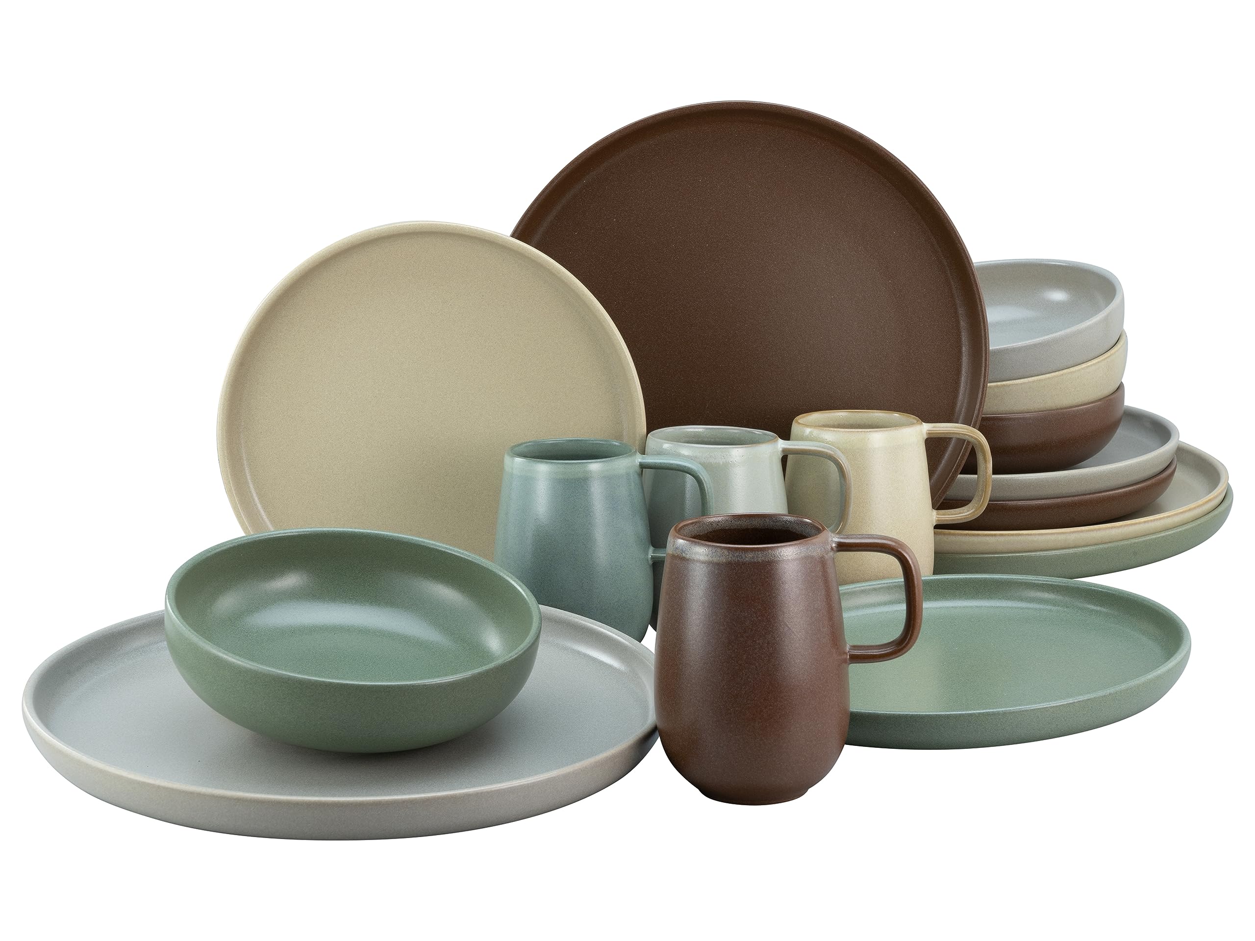 CreaTable, 23188, Serie uno NATURAL, Geschirrset, Kombiservice 16 teilig 