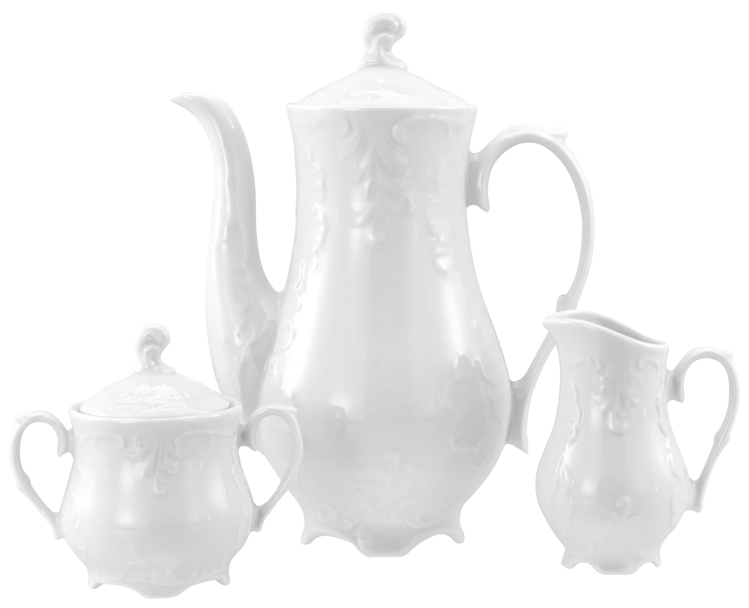 CreaTable - 12620 Rokoko Weiss, Kaffeegarnitur 3-tlg 