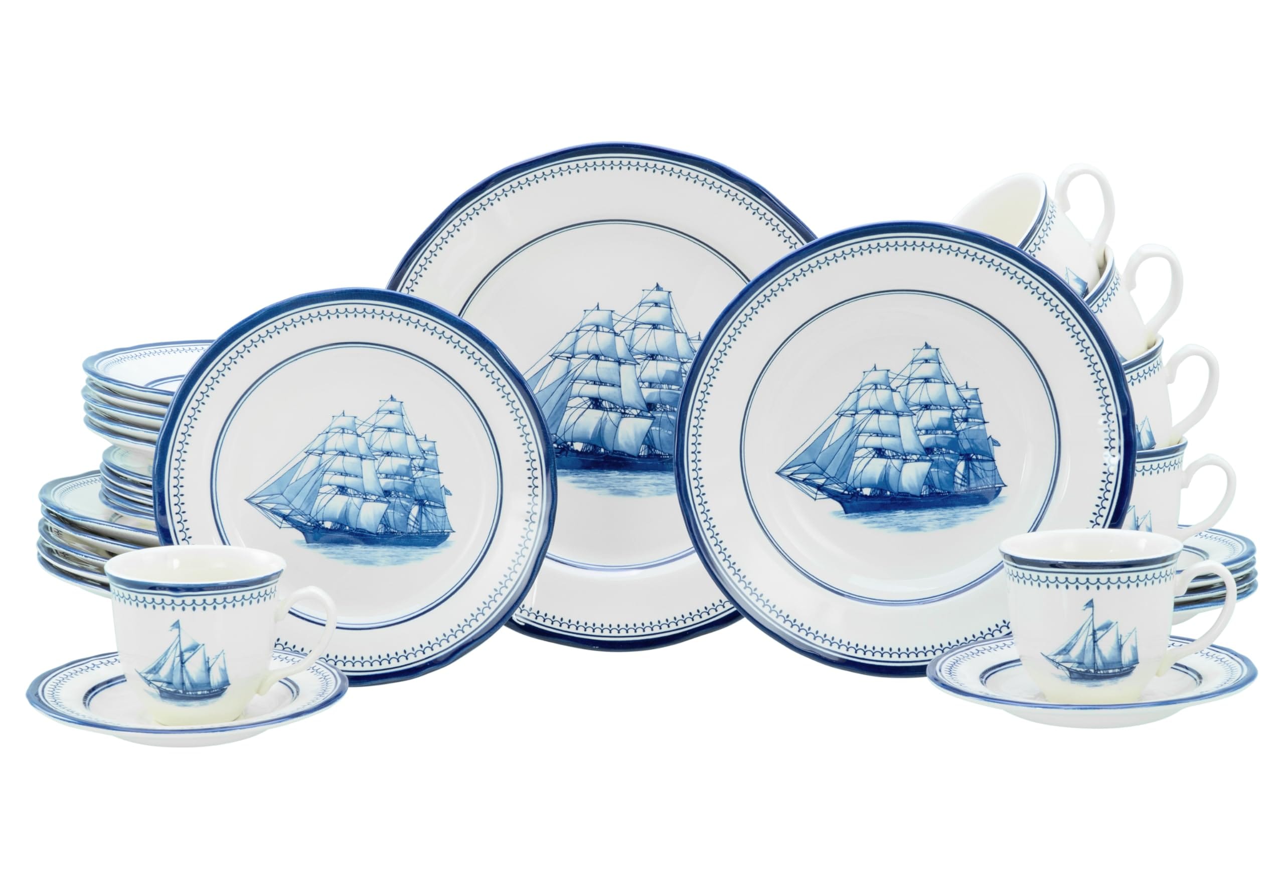 CreaTable - 24486 Segelschiff Blau, Kombiservice 30-tlg 