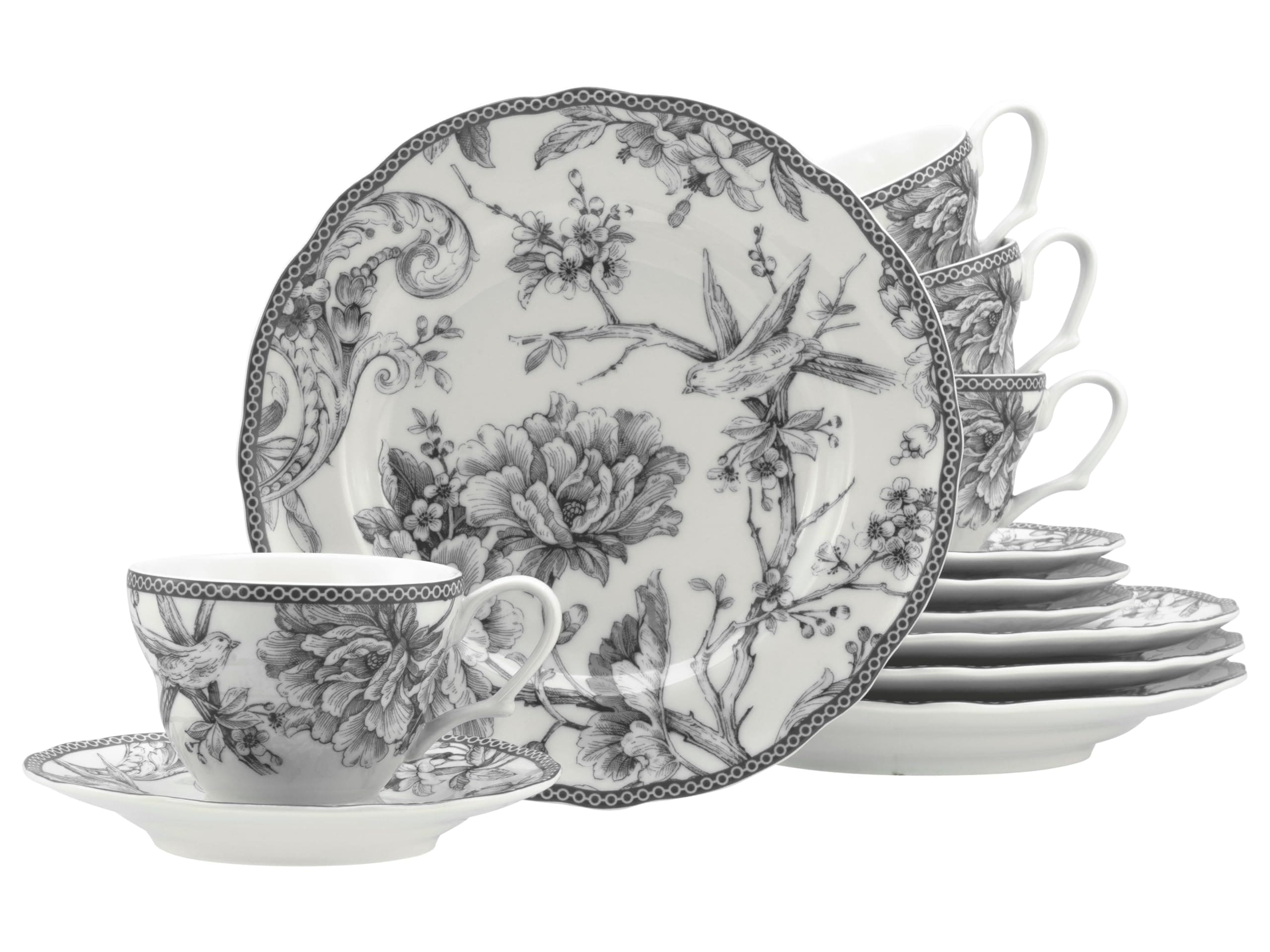 CreaTable - 24766 Adelaide Grau, Kaffeeservice 12-tlg 