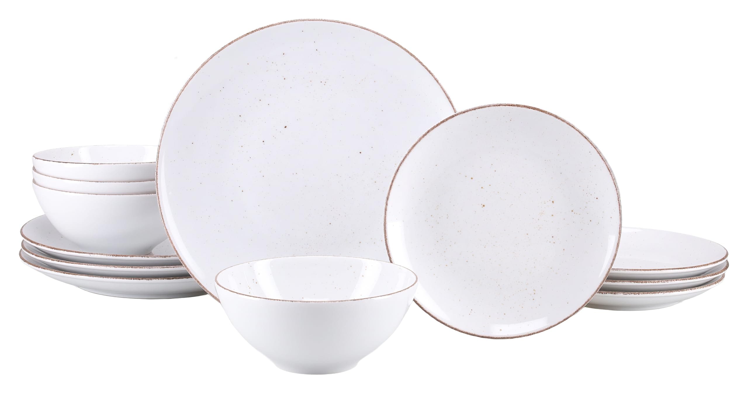 CreaTable 24814 Vintage Nature Weiss Teller Set 12-tlg. Geschirrset 4 Personen 