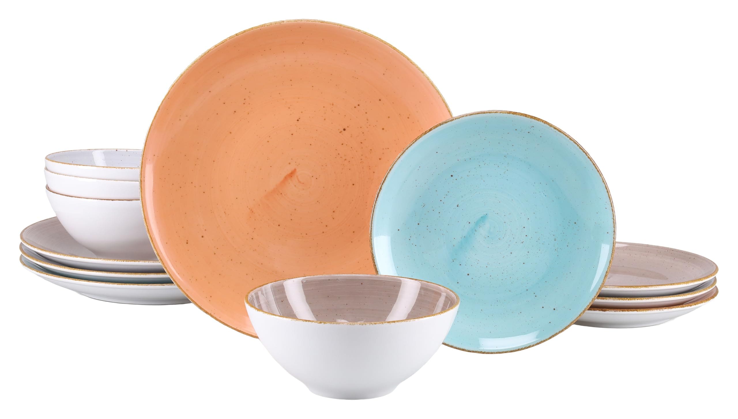 CreaTable 24817 Serie Vintage Nature Bunt Teller Set 12-tlg 4 Personen 