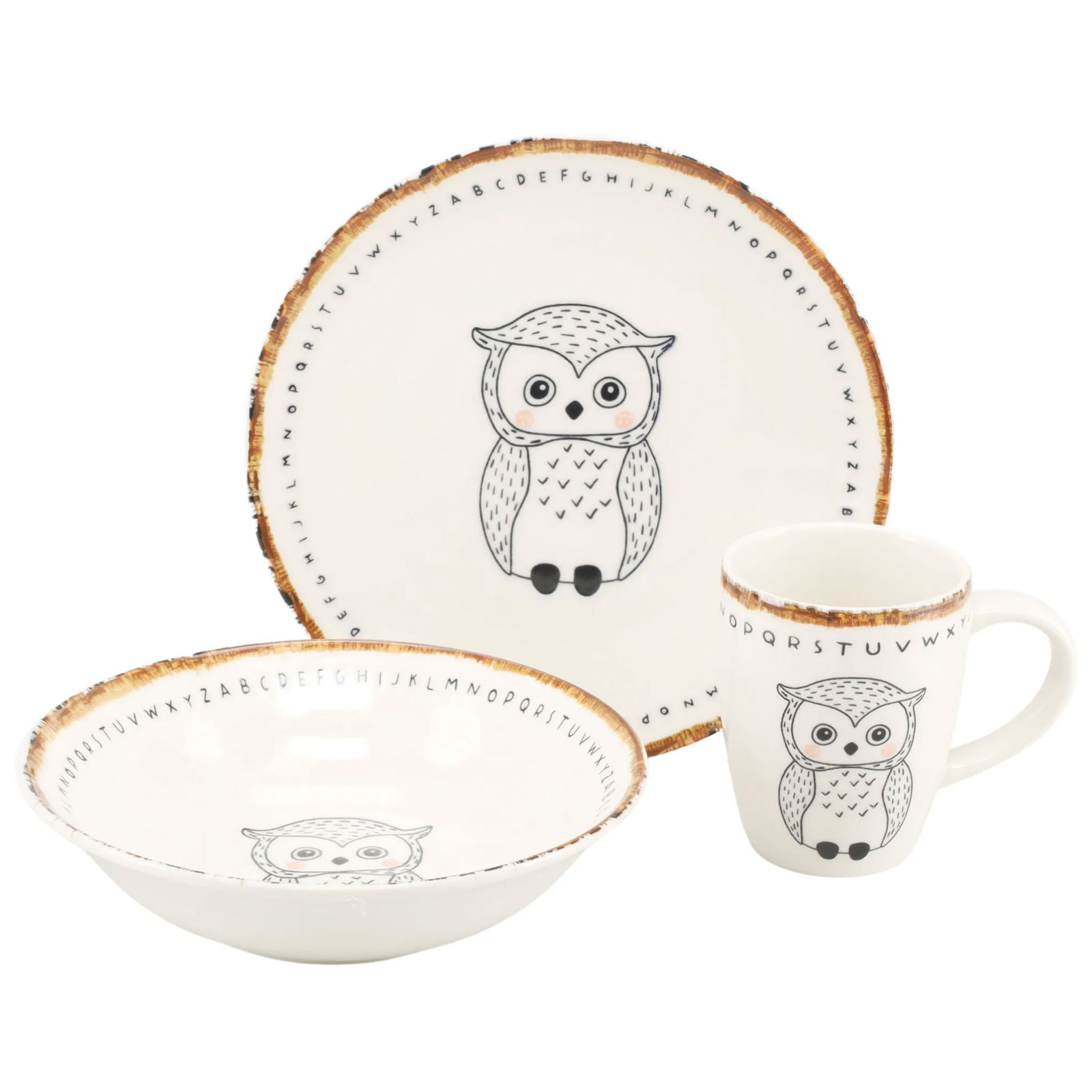 CreaTable - 25047, Freunde des Waldes Eule - Kinder Set 3-tlg 