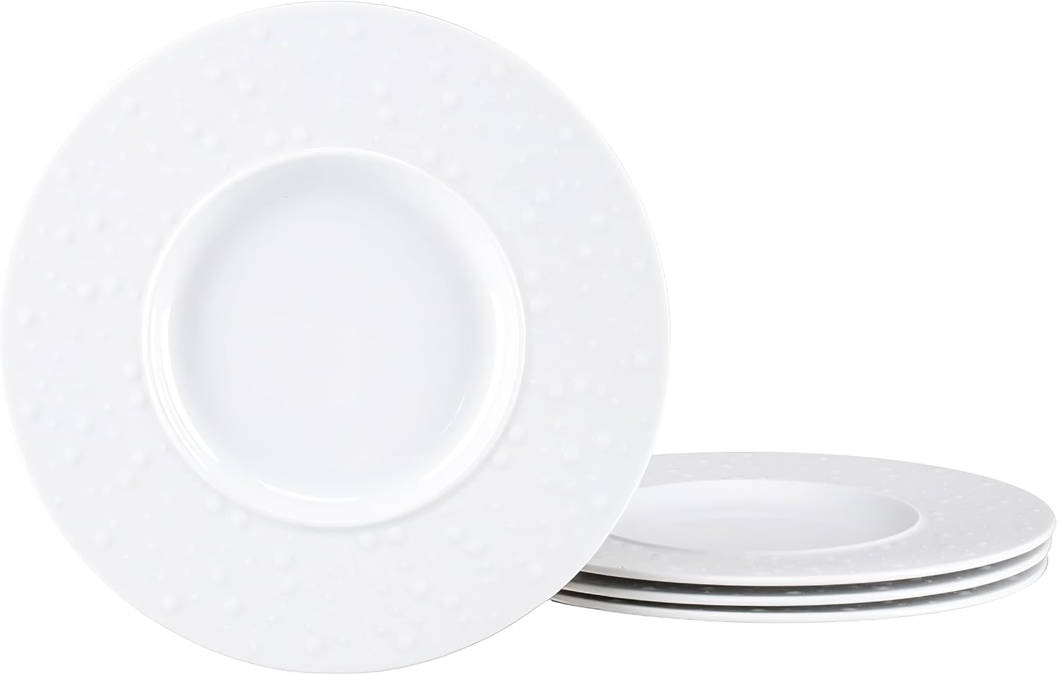 CreaTable - 25147, Show Time Drop Weiss - Gourmetteller flach 4-tlg 