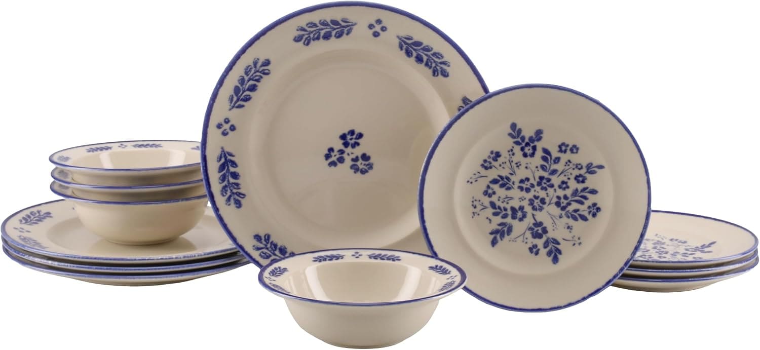 CreaTable - 25391, Rondo Cottage Blue - Tellerset 12-tlg 