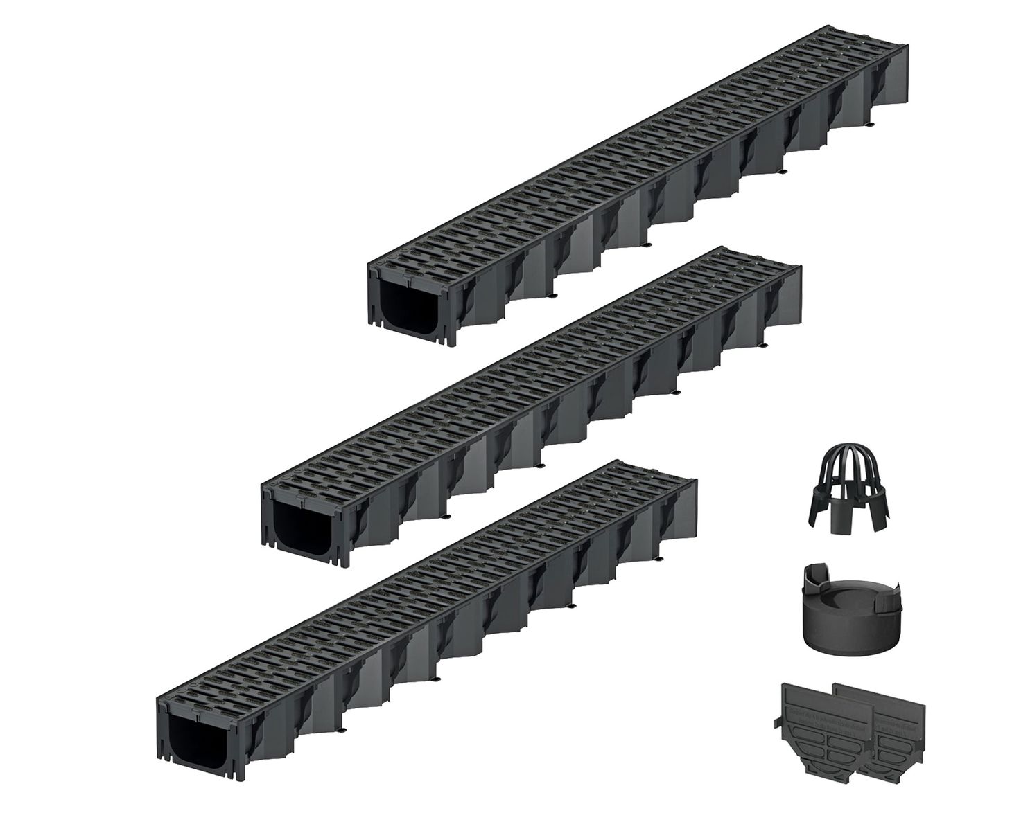 3x1m ACO Self&reg; Hexaline 2.0 Entw&auml;sserungsrinne mit Stegrost Microgrip + Ablauf Vertikal 