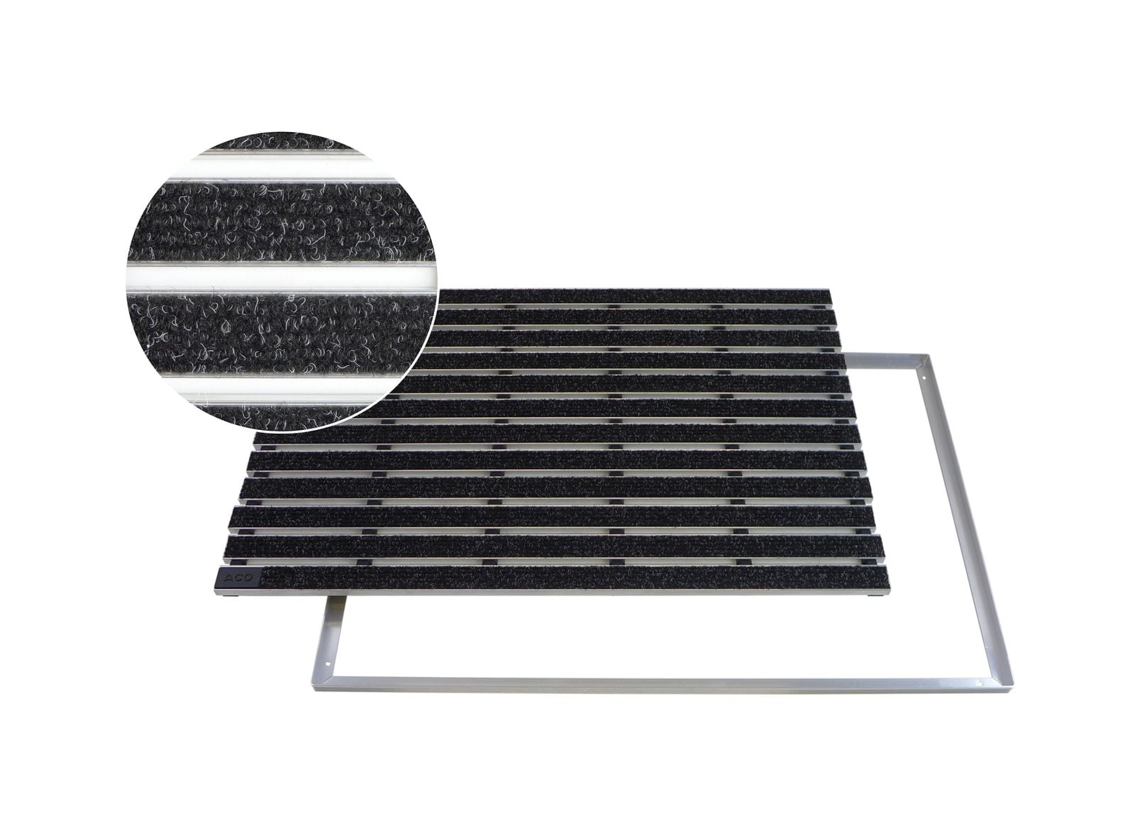 ACO Eingangsmatte Vario + Rahmen 12mm Aluminium | 75x50cm | Rips Anthrazit 