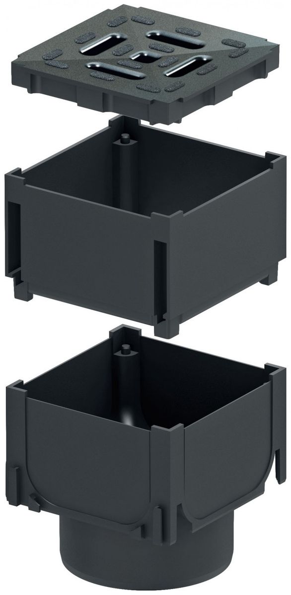 ACO Self&reg; Hexaline Eckst&uuml;ck mit Stutzen, Verl&auml;ngerung und Rost 