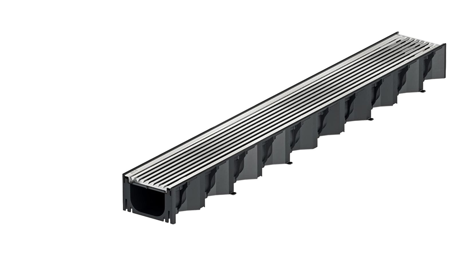 1m ACO Self&reg; Hexaline 2.0 Entw&auml;sserungsrinne mit Edelstahl L&auml;ngsstab Stegrost 