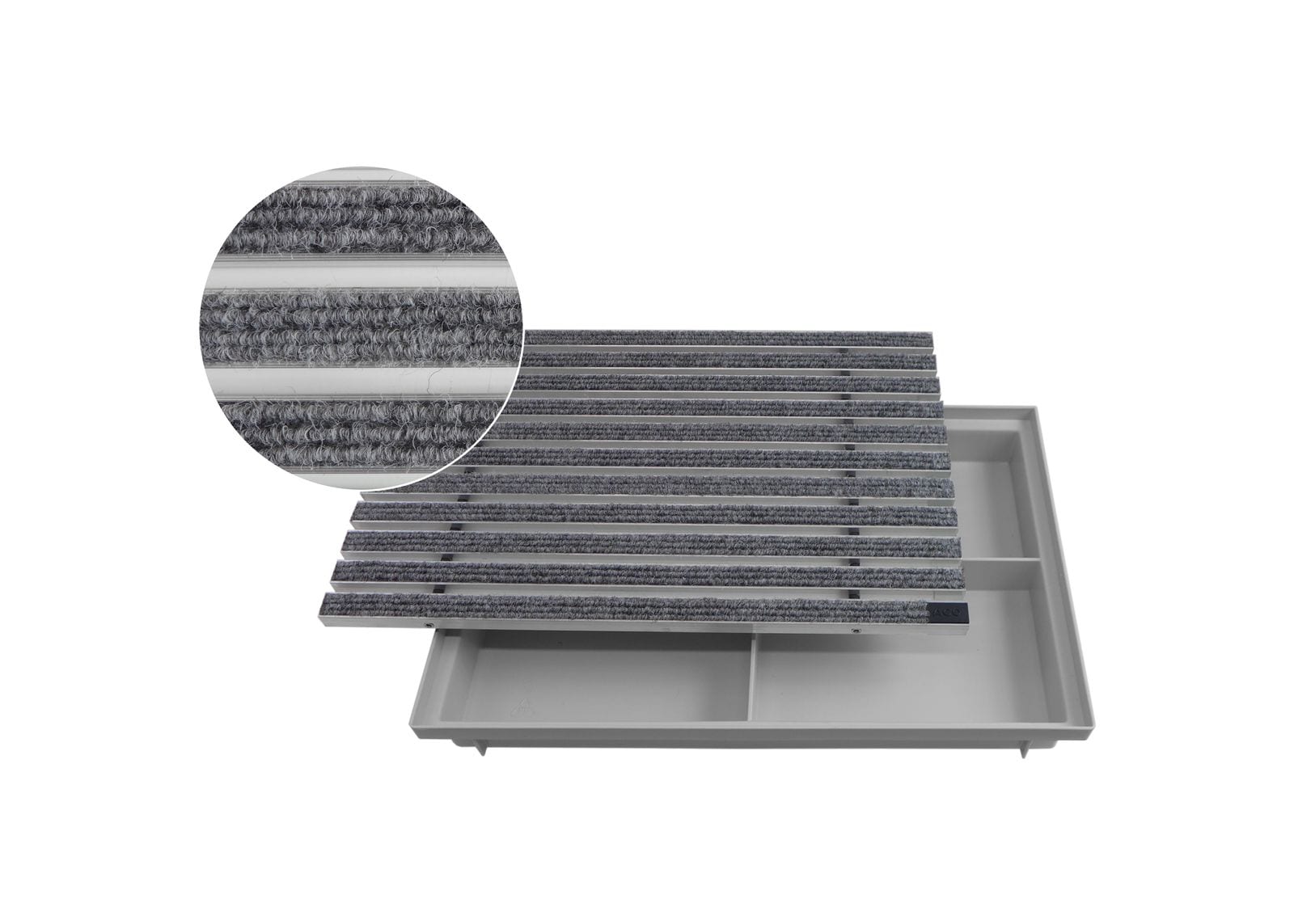 ACO Eingangsmatte Vario + Bodenwanne 75mm Kunststoff | 60x40cm | Rips Hellgrau 