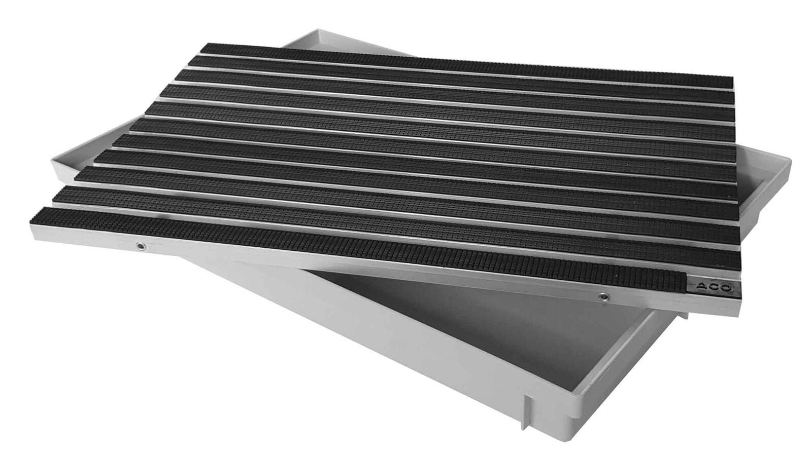 ACO Eingangsmatte Vario + Bodenwanne 75mm Kunststoff | 60x40cm | Gummi Schwarz 