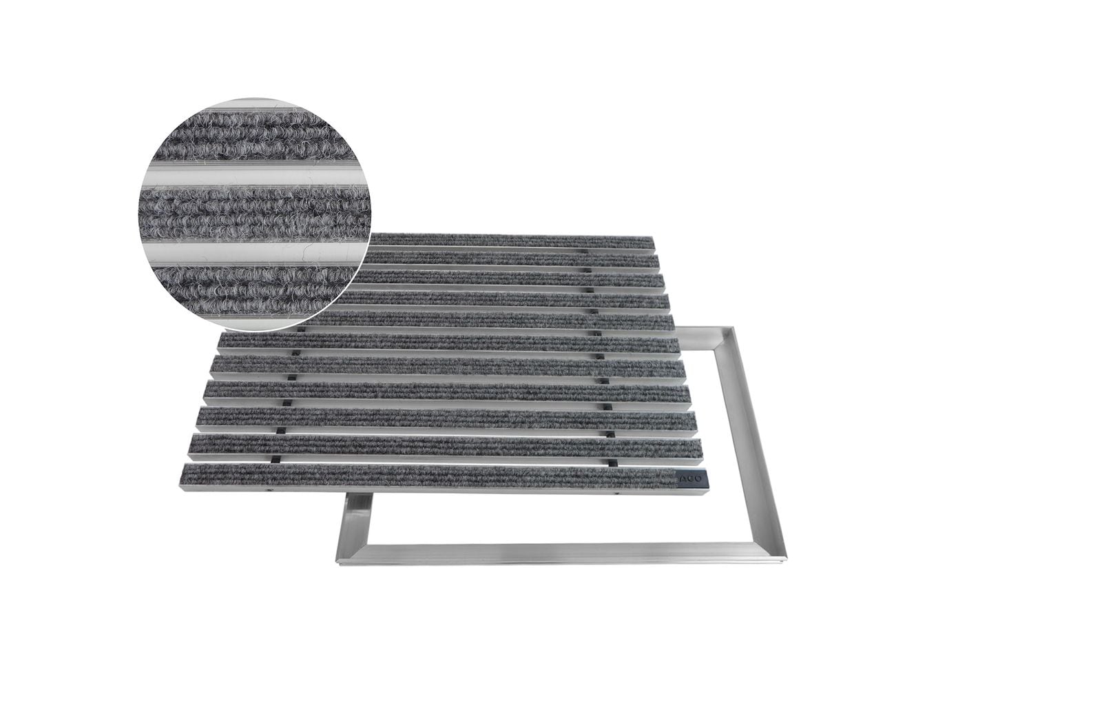 ACO Eingangsmatte Vario + Rahmen 26,5mm Aluminium | 60x40cm | Rips Hellgrau 