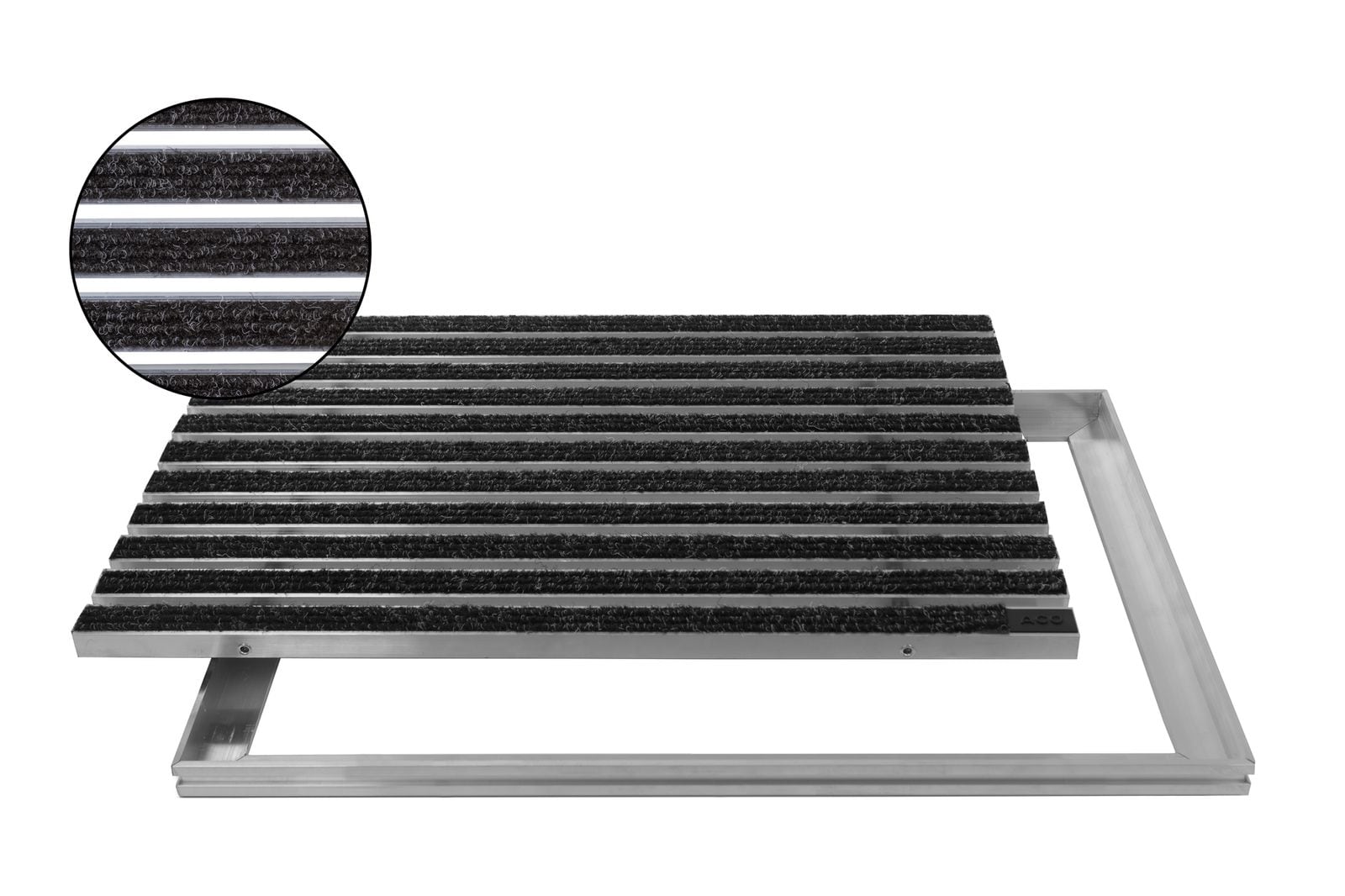 ACO Eingangsmatte Vario + Rahmen 26,5mm Aluminium | 60x40cm | Rips Anthrazit 