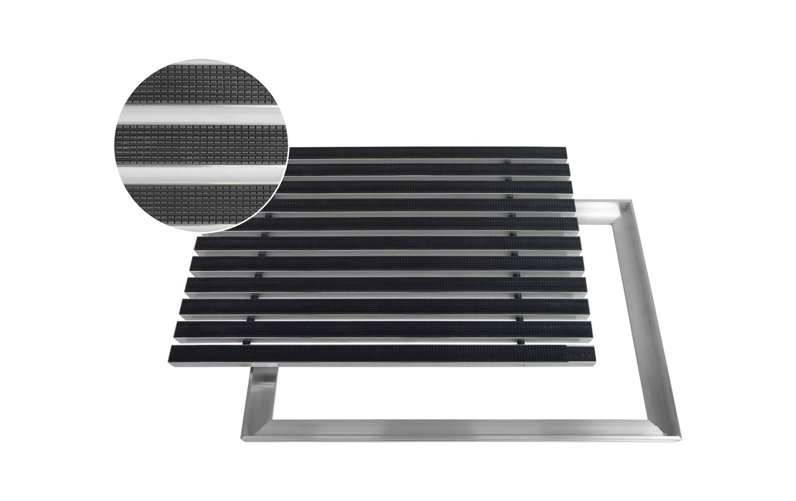 ACO Eingangsmatte Vario + Rahmen 26,5mm Aluminium | 60x40cm | Gummi Schwarz 