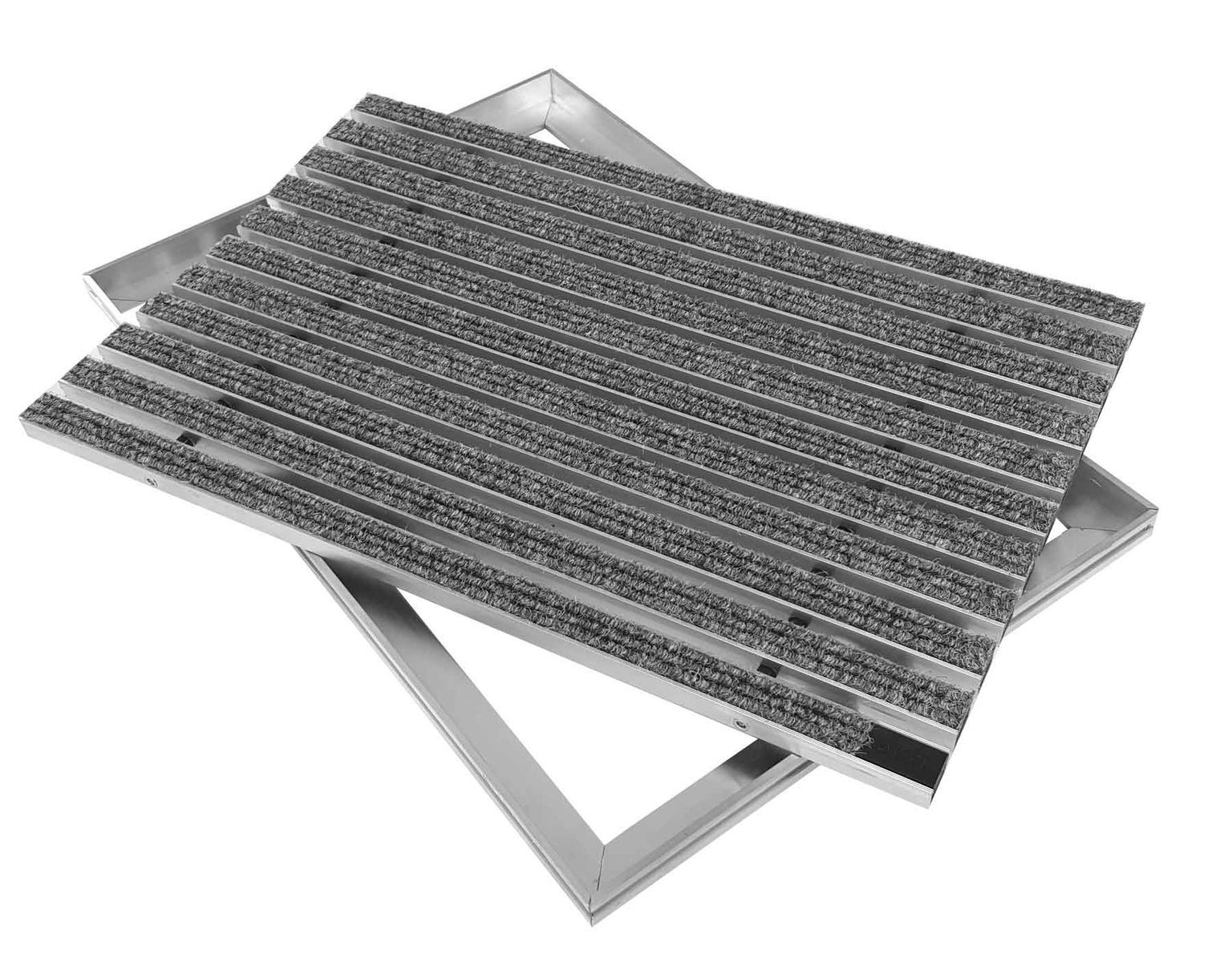 ACO Eingangsmatte Vario + Rahmen 26,5mm Aluminium | 100x50cm | Rips Hellgrau 