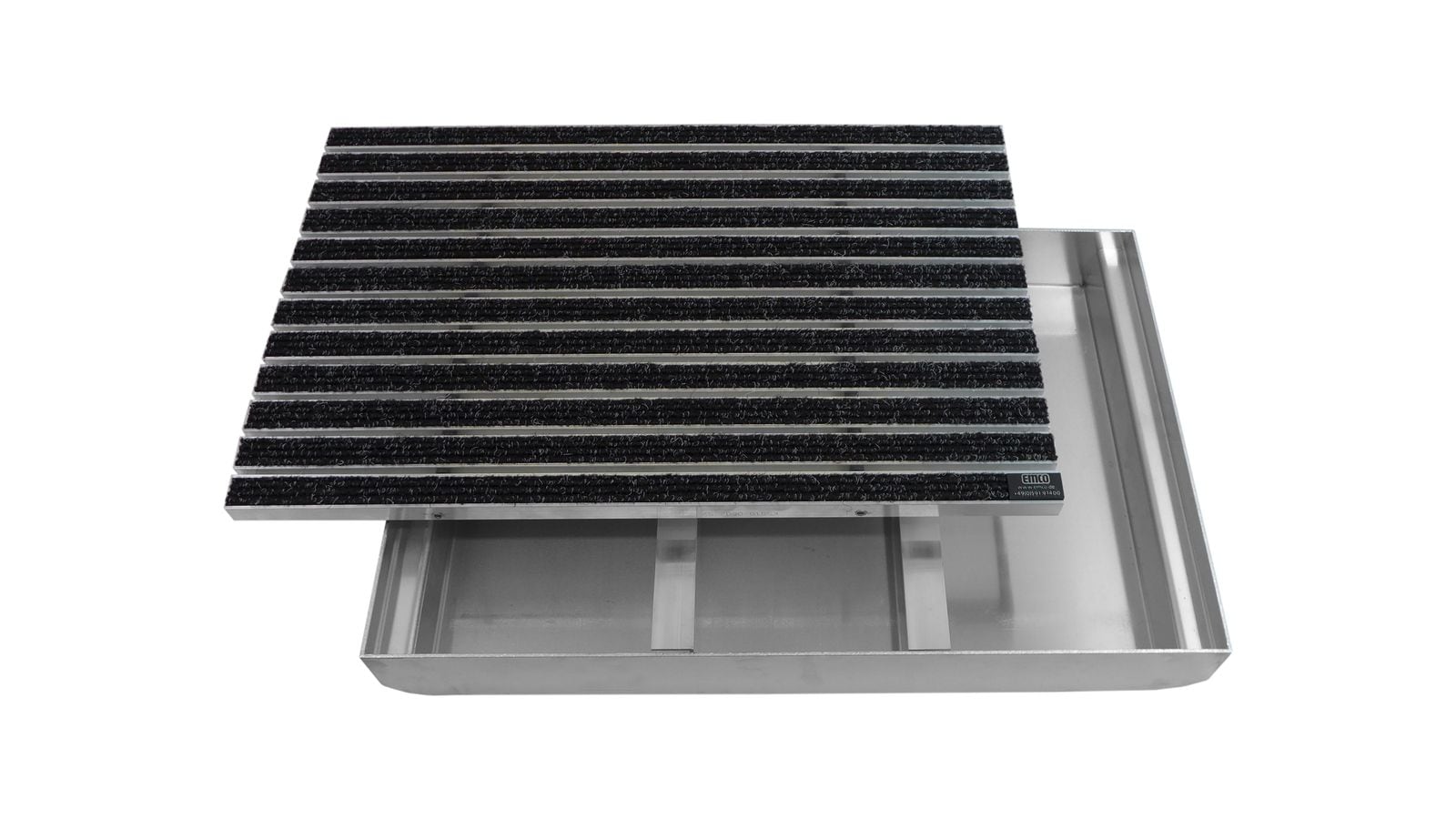 Emco Eingangsmatte DIPLOMAT + Bodenwanne 75mm Aluminium | 100x50cm | Rips Anthrazit 