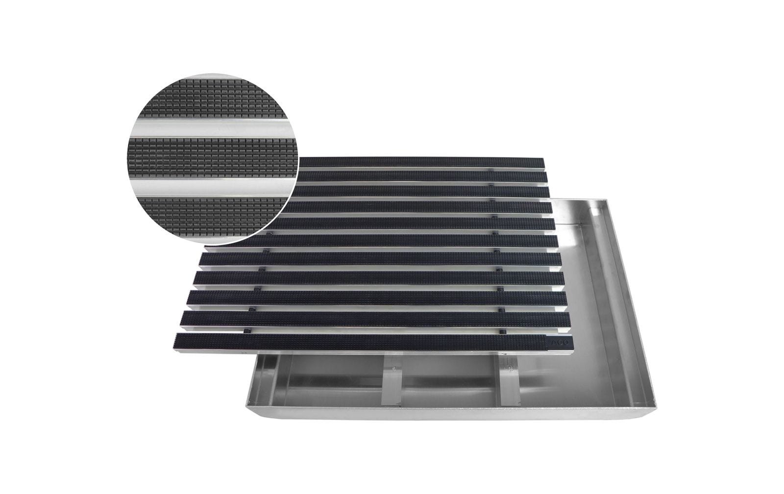 ACO Eingangsmatte Vario + Emco Bodenwanne 75mm Aluminium | 60x40cm | Gummi Schwarz 