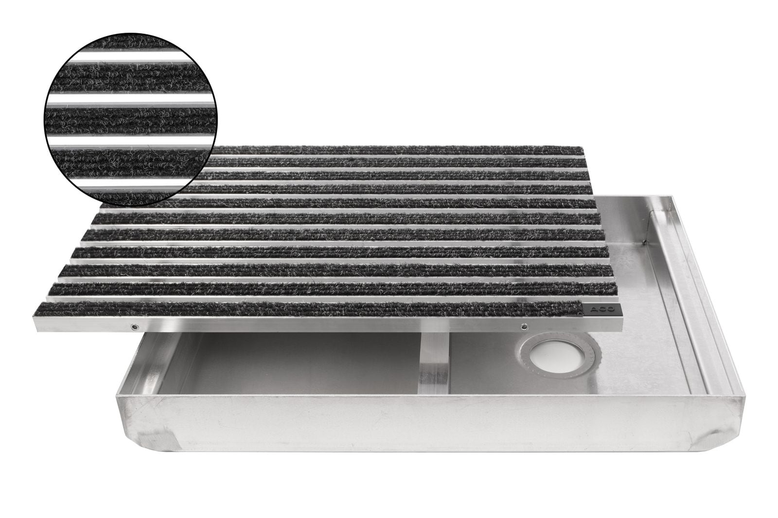 ACO Eingangsmatte Vario + Emco Bodenwanne 75mm Aluminium | 60x40cm | Rips Anthrazit 