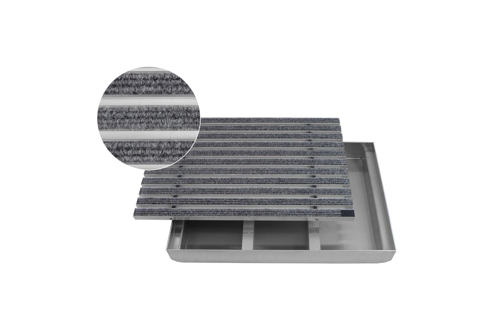 ACO Eingangsmatte Vario + Emco Bodenwanne 75mm Aluminium | 100x50cm | Rips Hellgrau 