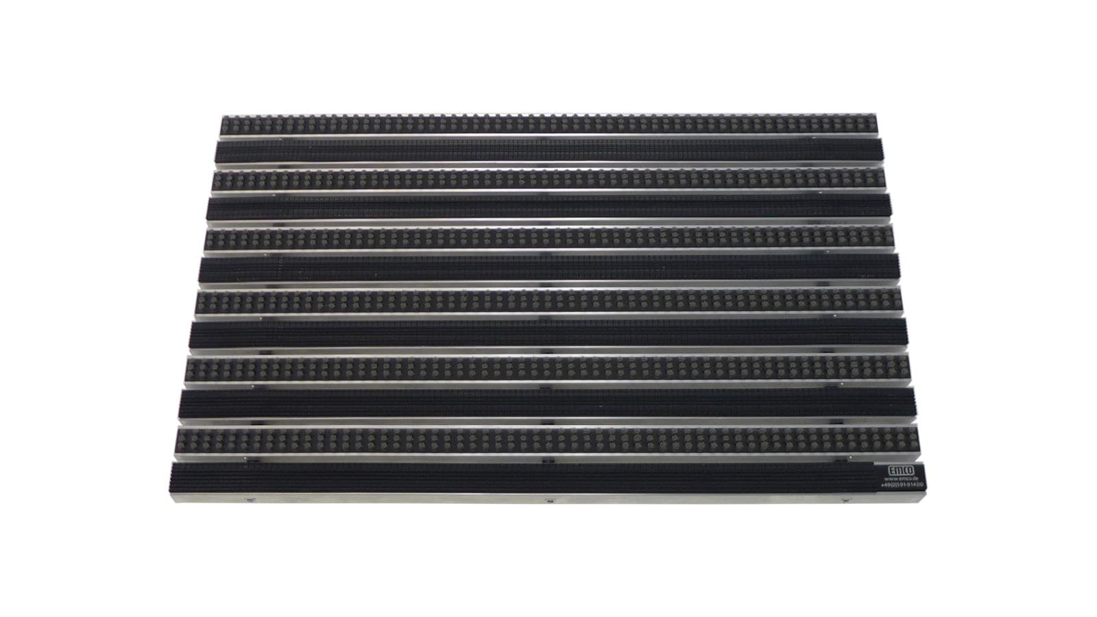 Emco Eingangsmatte DIPLOMAT 22mm | 60x40cm | Gummi Schwarz + B&uuml;rsten Grau 