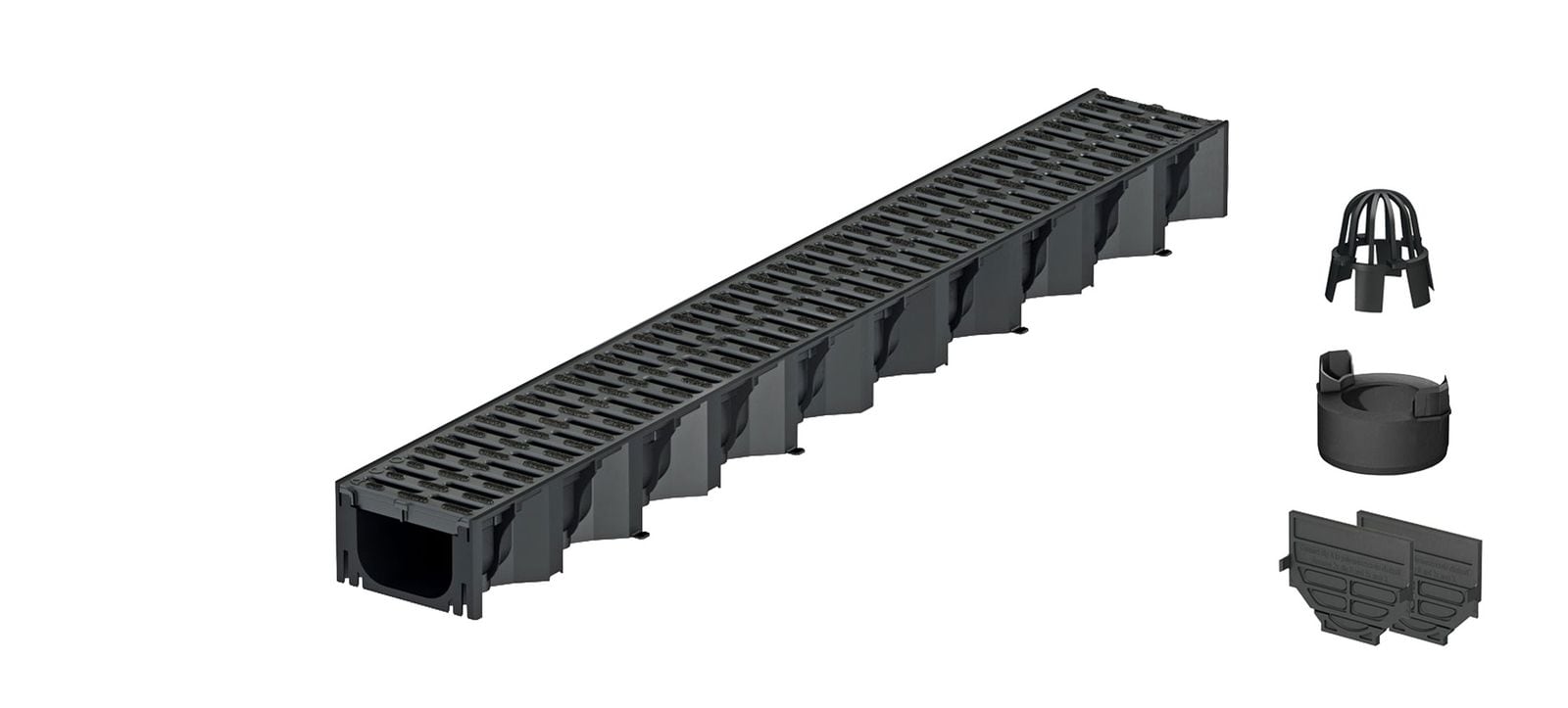 1m ACO Self&reg; Hexaline 2.0 Entw&auml;sserungsrinne mit Stegrost Microgrip + Ablauf Vertikal 