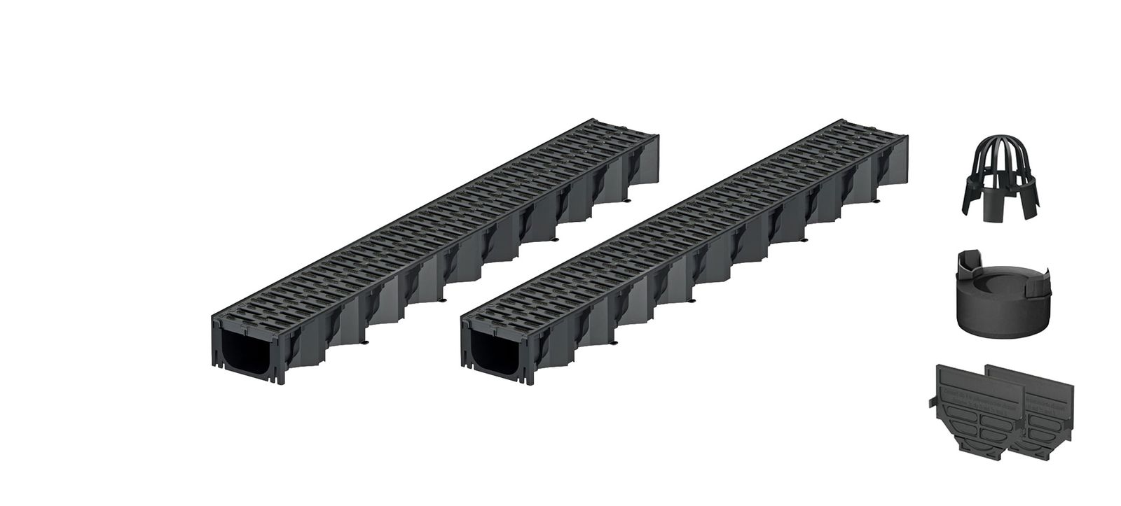 2x1m ACO Self&reg; Hexaline 2.0 Entw&auml;sserungsrinne mit Stegrost Microgrip + Ablauf Vertikal 
