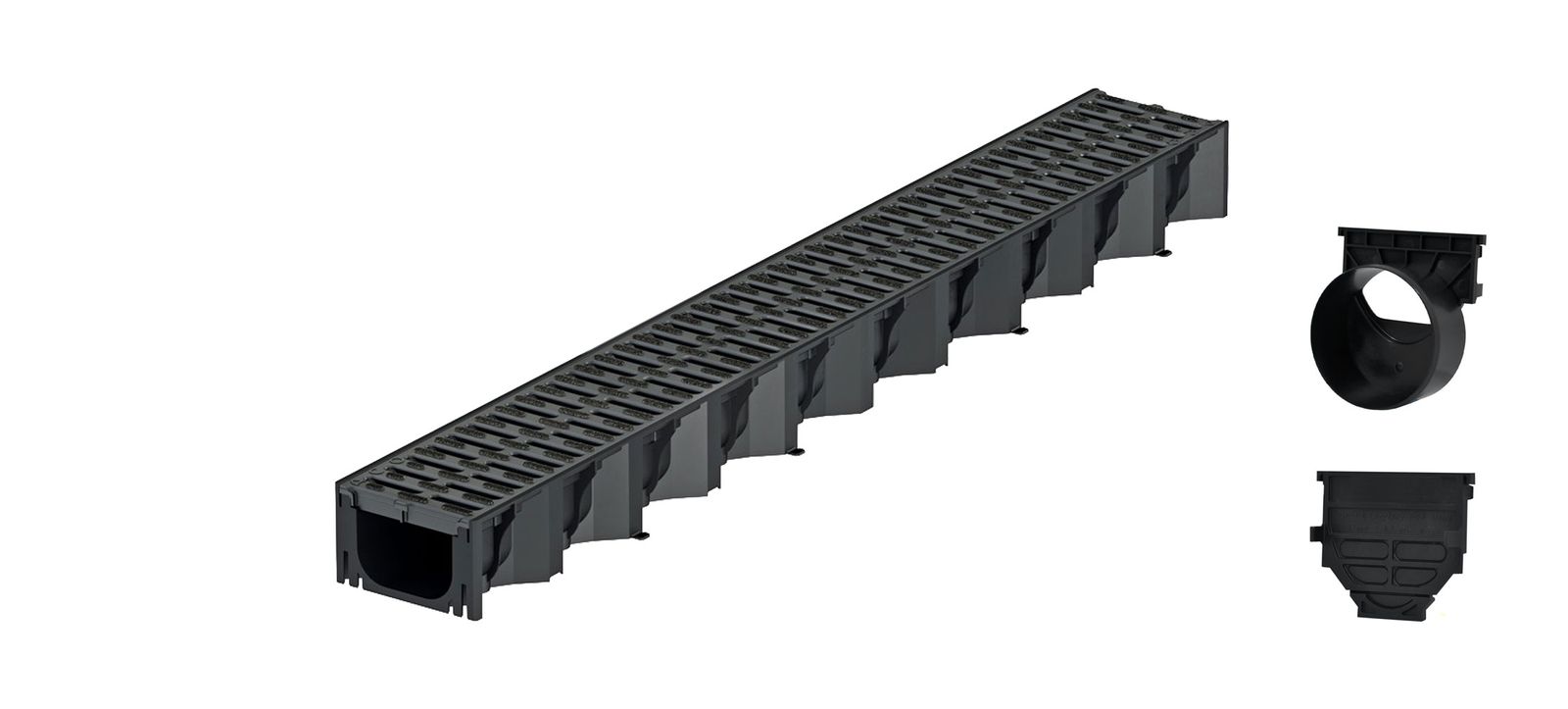 1m ACO Self&reg; Hexaline 2.0 Entw&auml;sserungsrinne mit Stegrost Microgrip + Ablauf horizontal 