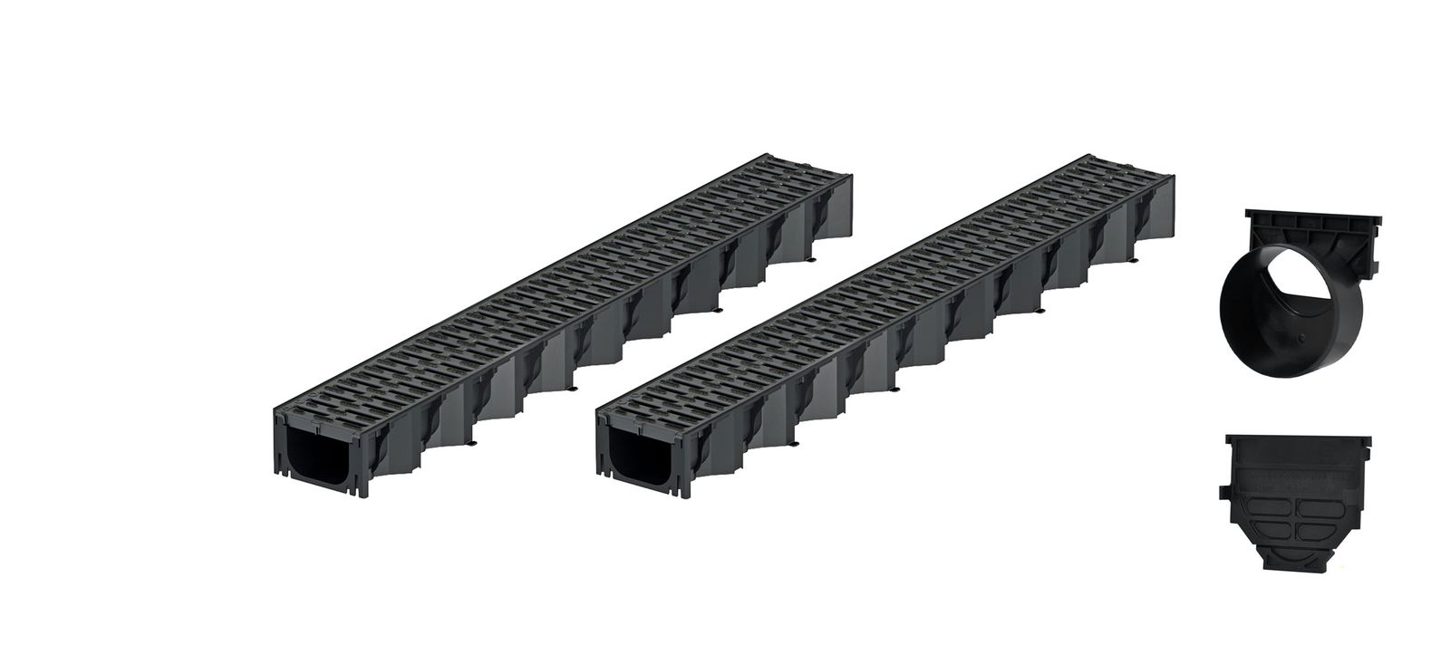2x1m ACO Self&reg; Hexaline 2.0 Entw&auml;sserungsrinne mit Stegrost Microgrip + Ablauf horizontal 