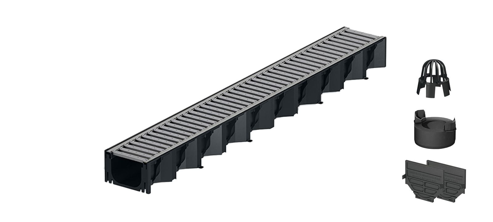 1m ACO Self&reg; Hexaline 2.0 Entw&auml;sserungsrinne Stegrost Stahl verzinkt + Ablauf Vertikal 