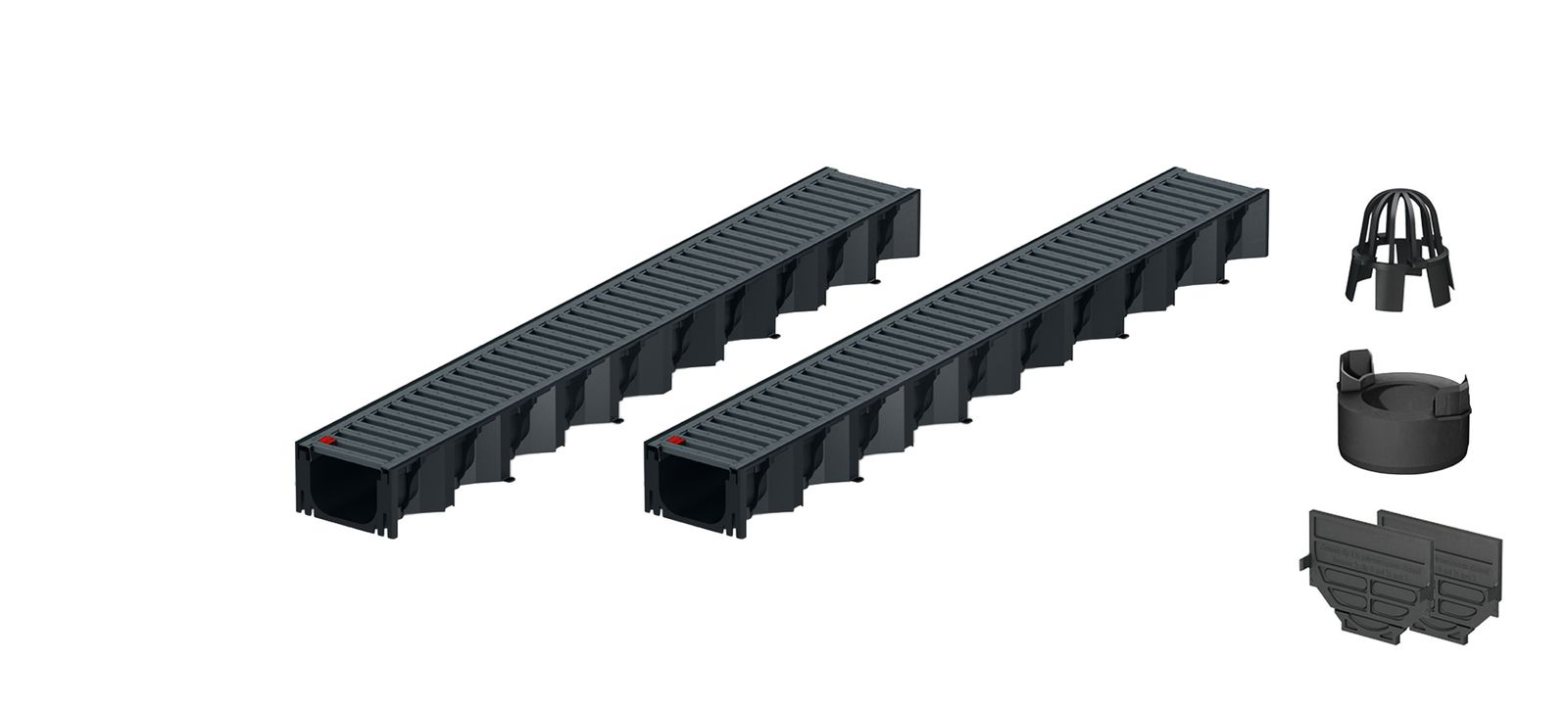 2x1m ACO Self&reg; Hexaline 2.0 Entw&auml;sserungsrinne mit Stegrost Stahl verzinkt, anthrazit pulverbeschichtet + Ablauf Vertikal 