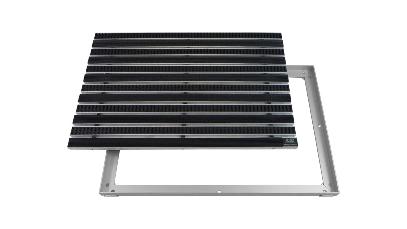 Emco Eingangsmatte DIPLOMAT + Rahmen 25mm Aluminium | 60x40cm | Gummi Schwarz + B&uuml;rsten Schwarz 