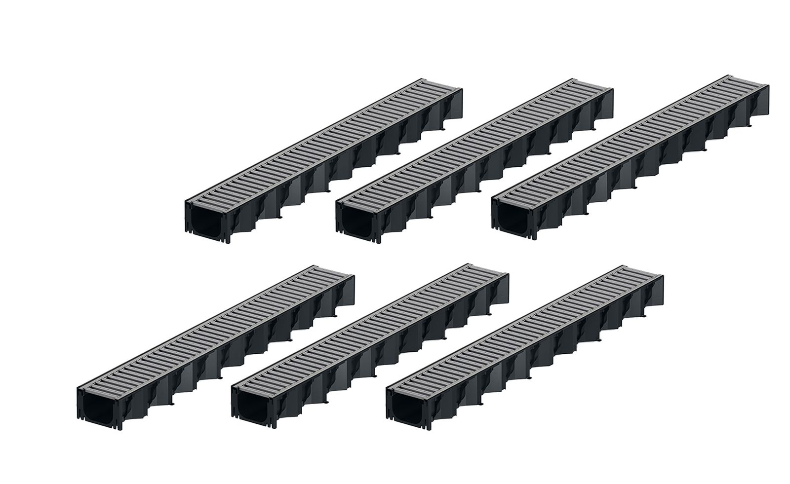 6x1m ACO Self&reg; Hexaline2.0 Entw&auml;sserungsrinne Stegrost Stahl verzinkt 
