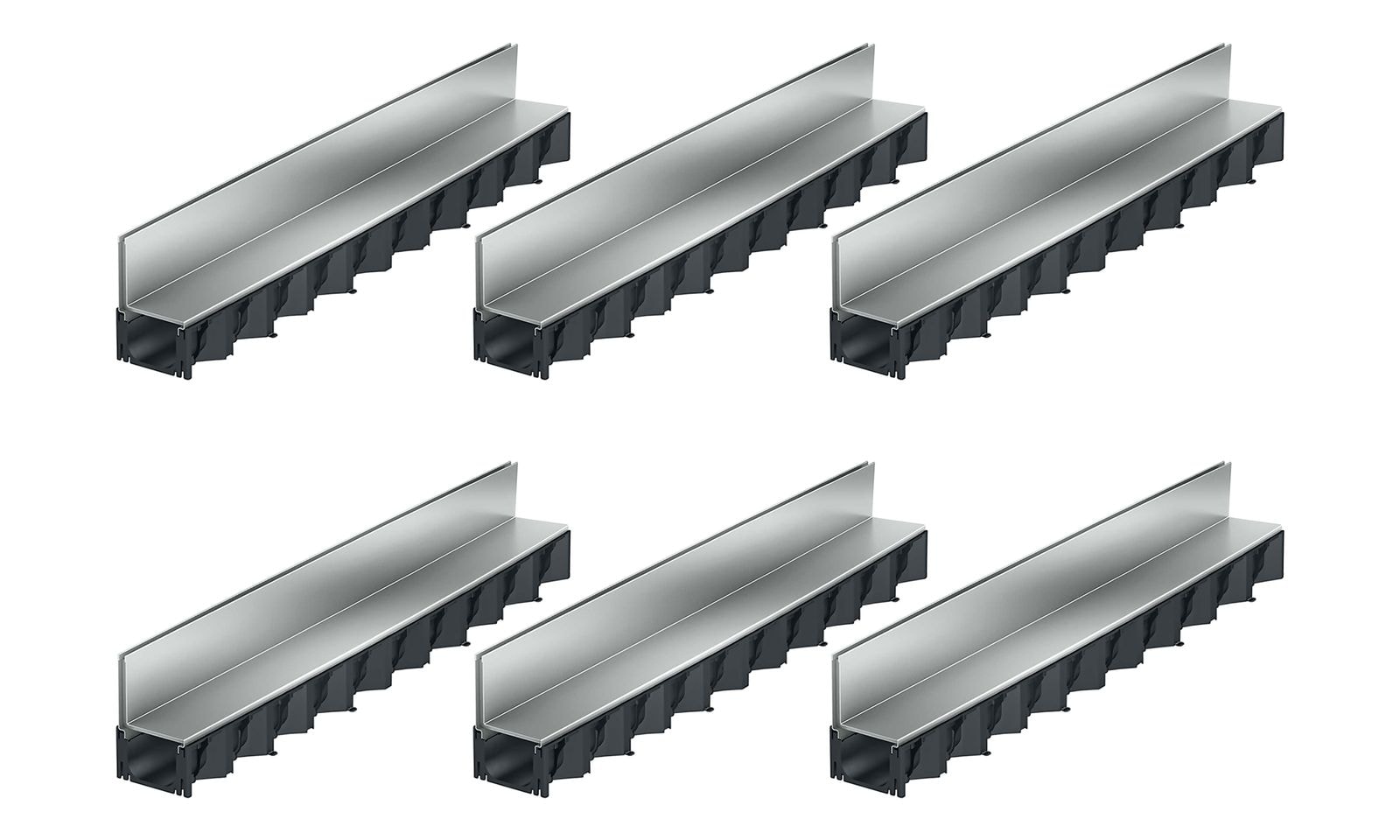 6x1m ACO Self&reg; Hexaline 2.0 Entw&auml;sserungsrinne mit Schlitzaufsatz Stahl verzinkt 