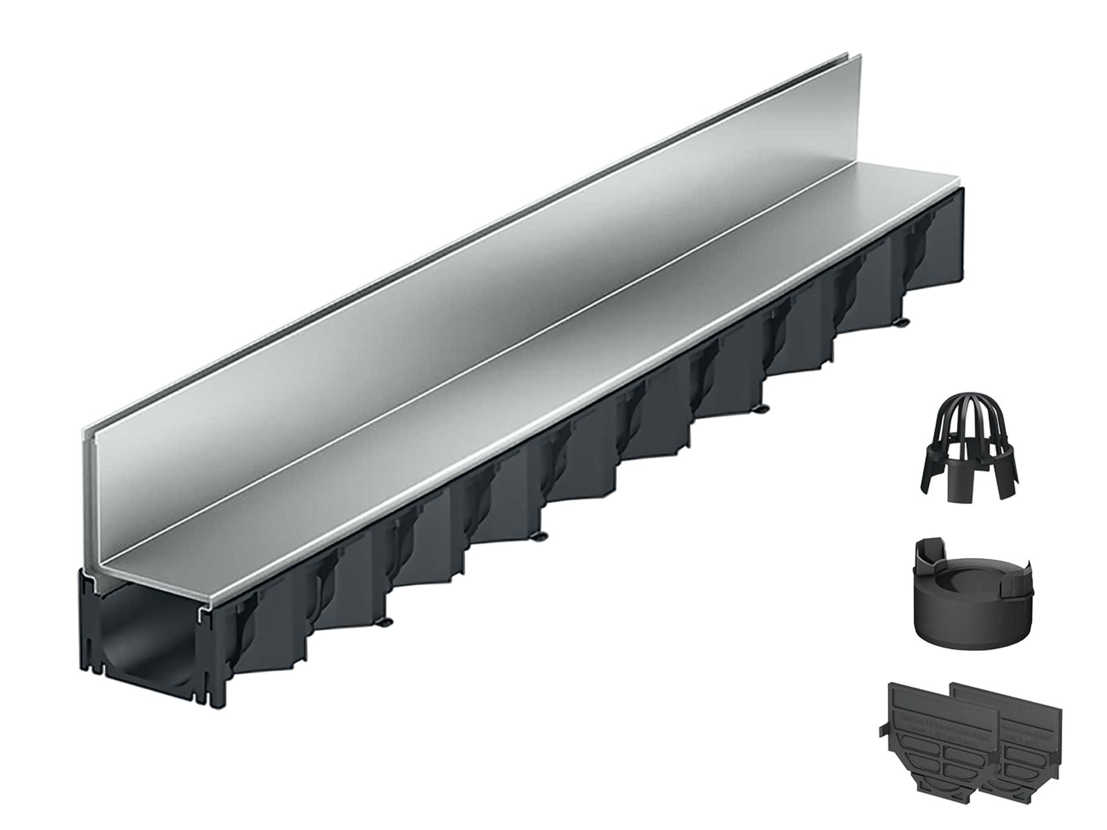 1m ACO Self&reg; Hexaline 2.0 Entw&auml;sserungsrinne mit Schlitzaufsatz Stahl verzinkt + Ablauf Vertikal 