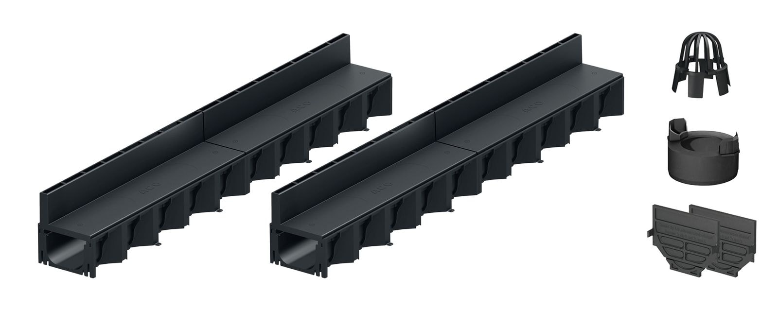 2x1m ACO Self&reg; Hexaline 2.0 Entw&auml;sserungsrinne mit Schlitzaufsatz Kunststoff + Ablauf Vertikal 
