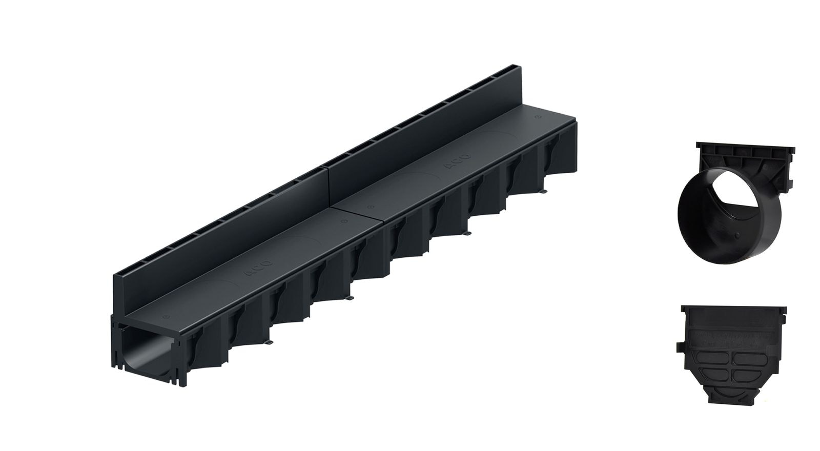 1m ACO Self&reg; Hexaline 2.0 Entw&auml;sserungsrinne mit Schlitzaufsatz Kunststoff + Ablauf Horizontal 