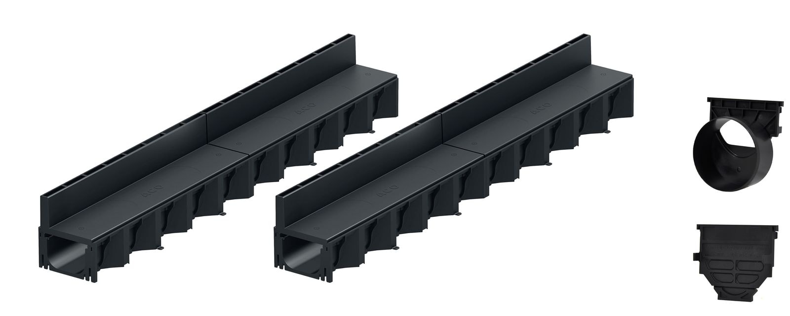2x1m ACO Self&reg; Hexaline 2.0 Entw&auml;sserungsrinne mit Schlitzaufsatz Kunststoff + Ablauf Horizontal 
