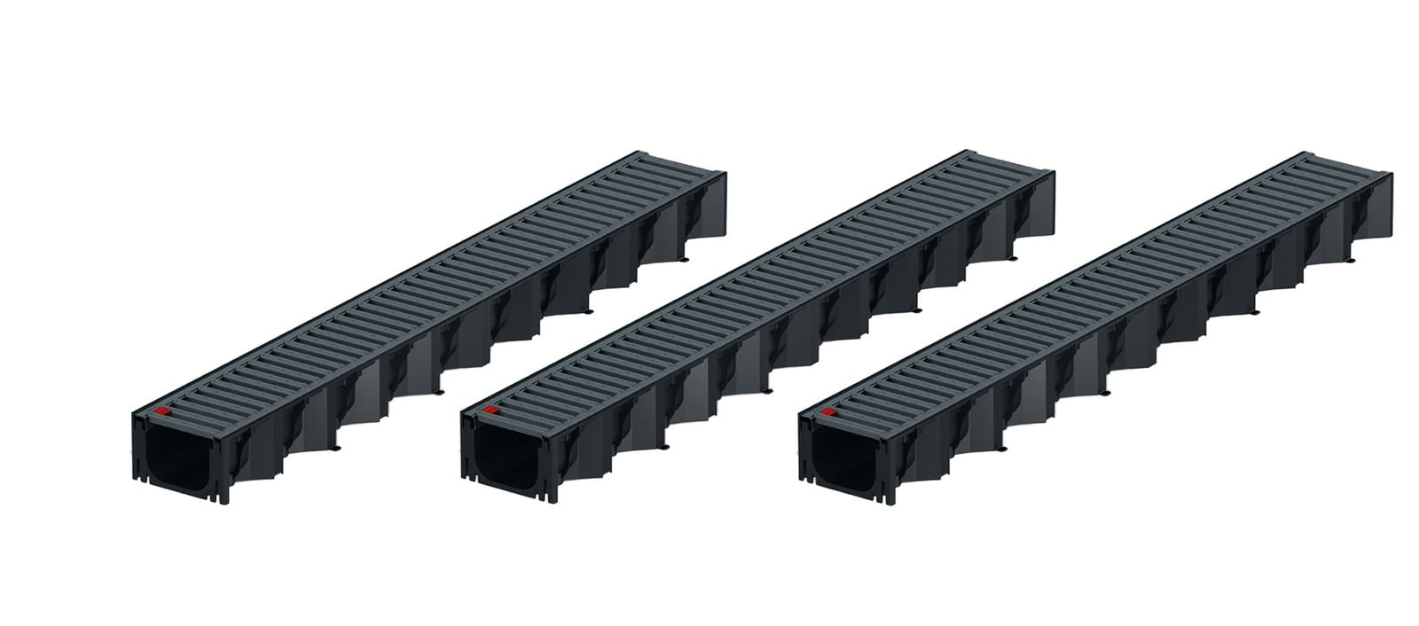 3x1m ACO Self&reg; Hexaline 2.0 Entw&auml;sserungsrinne mit Stegrost Stahl verzinkt, anthrazit pulverbeschichtet 