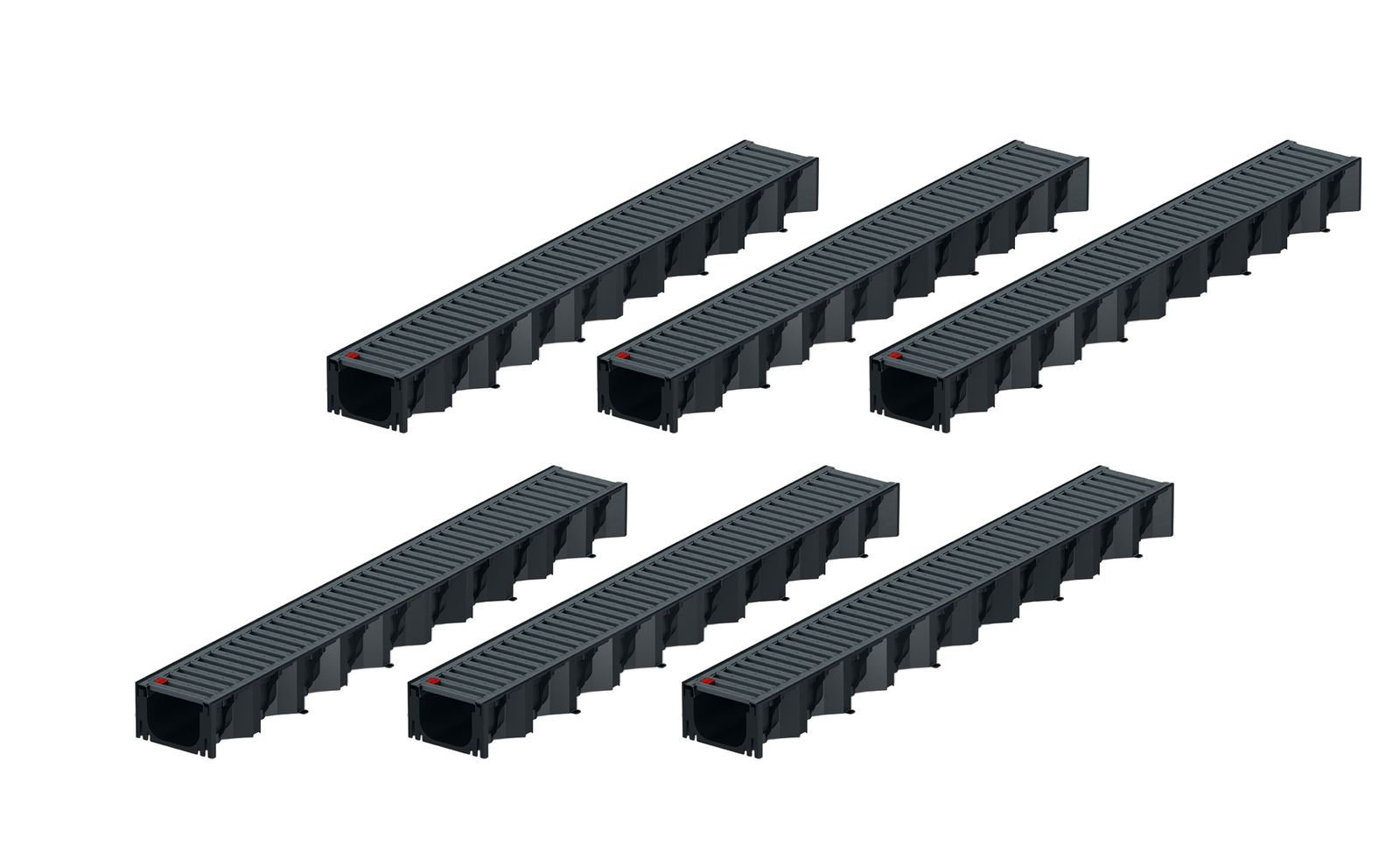 6x1m ACO Self&reg; Hexaline 2.0 Entw&auml;sserungsrinne mit Stegrost Stahl verzinkt, anthrazit pulverbeschichtet 