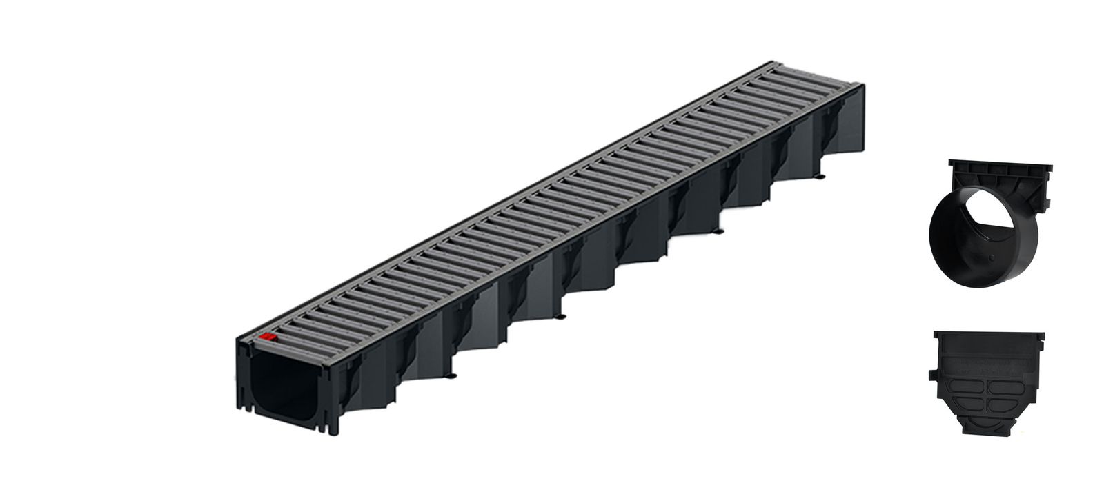 1m ACO Self&reg; Hexaline 2.0 Entw&auml;sserungsrinne mit Stegrost Edelstahl elektropoliert + Ablauf Horizontal 