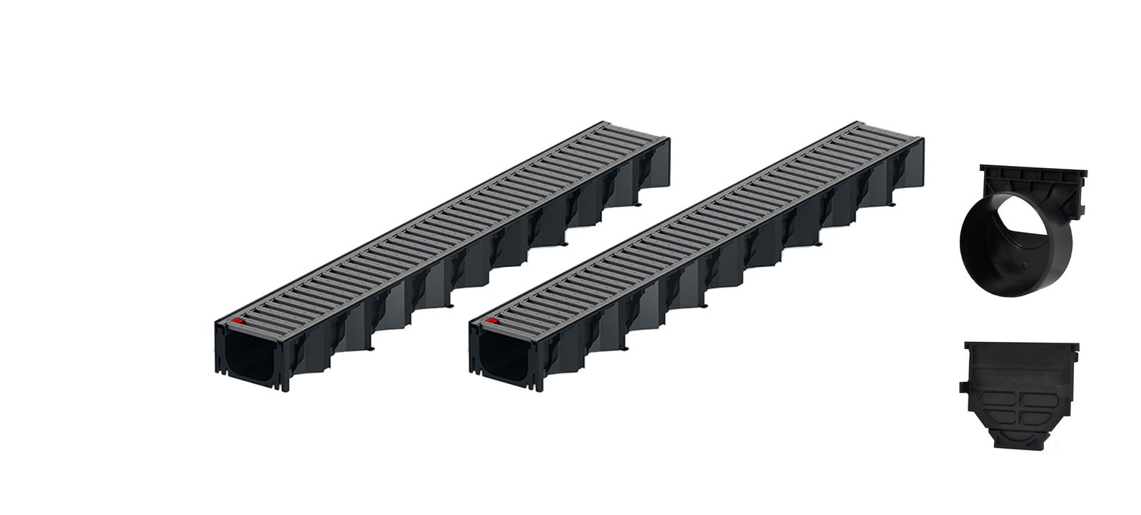 2x1m ACO Self&reg; Hexaline 2.0 Entw&auml;sserungsrinne mit Stegrost Edelstahl elektropoliert + Ablauf Horizontal 
