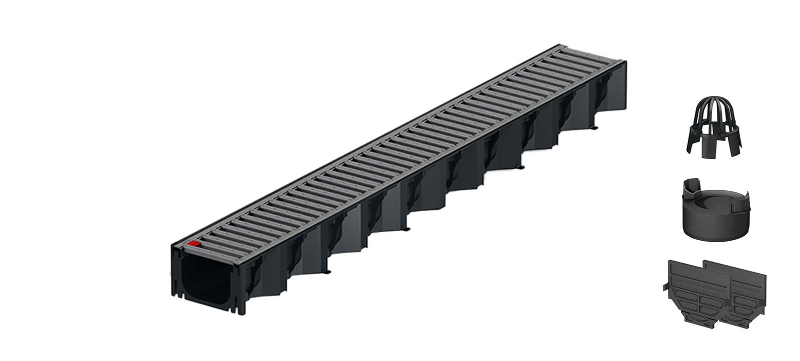 1m ACO Self&reg; Hexaline 2.0 Entw&auml;sserungsrinne mit Stegrost Edelstahl elektropoliert + Ablauf Vertikal 