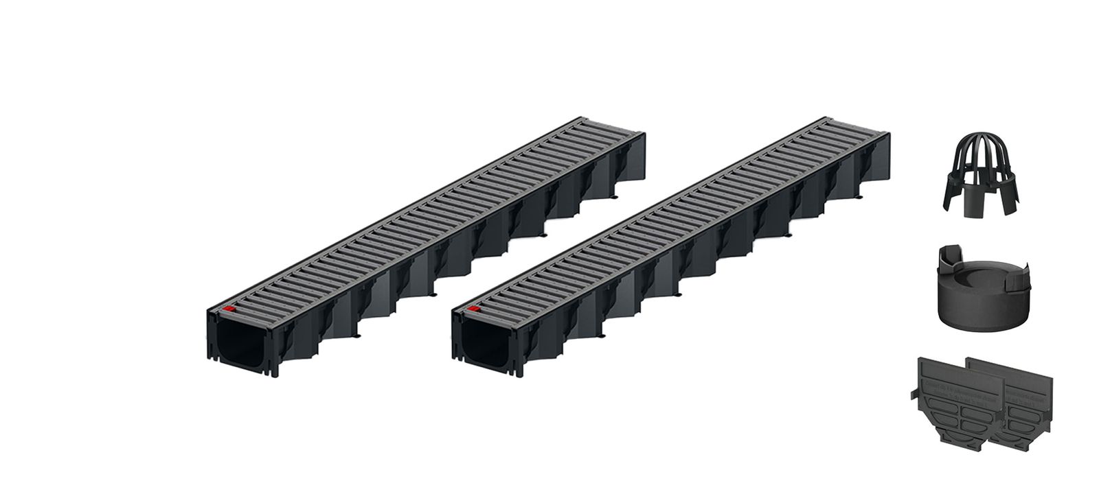 2x1m ACO Self&reg; Hexaline 2.0 Entw&auml;sserungsrinne mit Stegrost Edelstahl elektropoliert + Ablauf Vertikal 