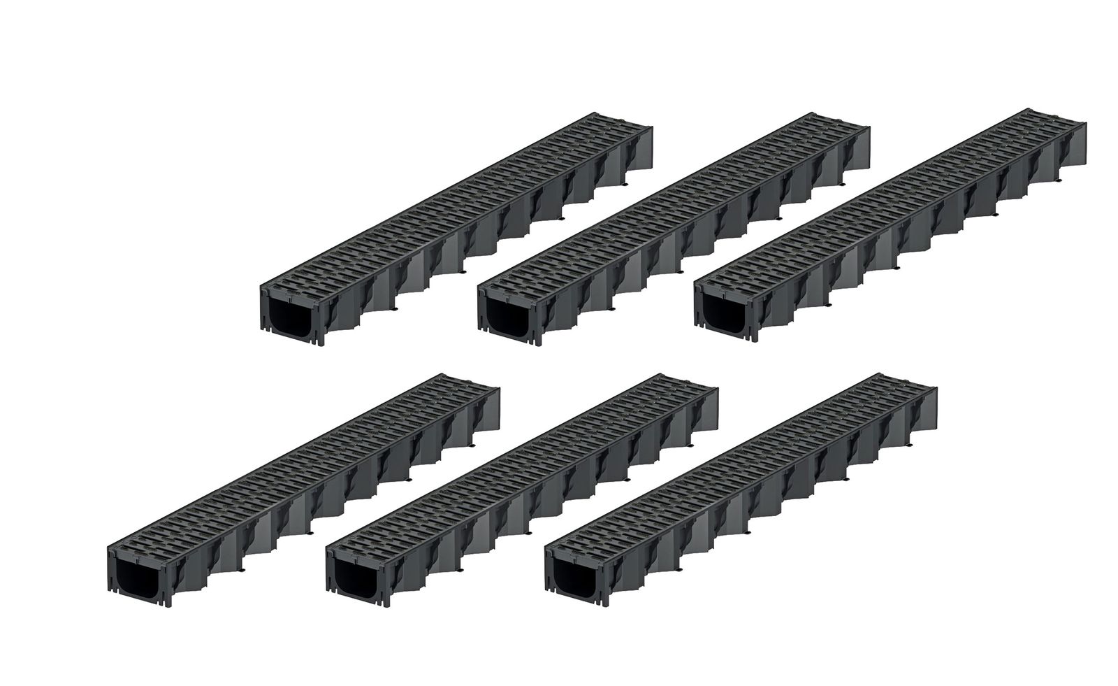 6x1m ACO Self&reg; Hexaline 2.0 Entw&auml;sserungsrinne mit Stegrost Microgrip 