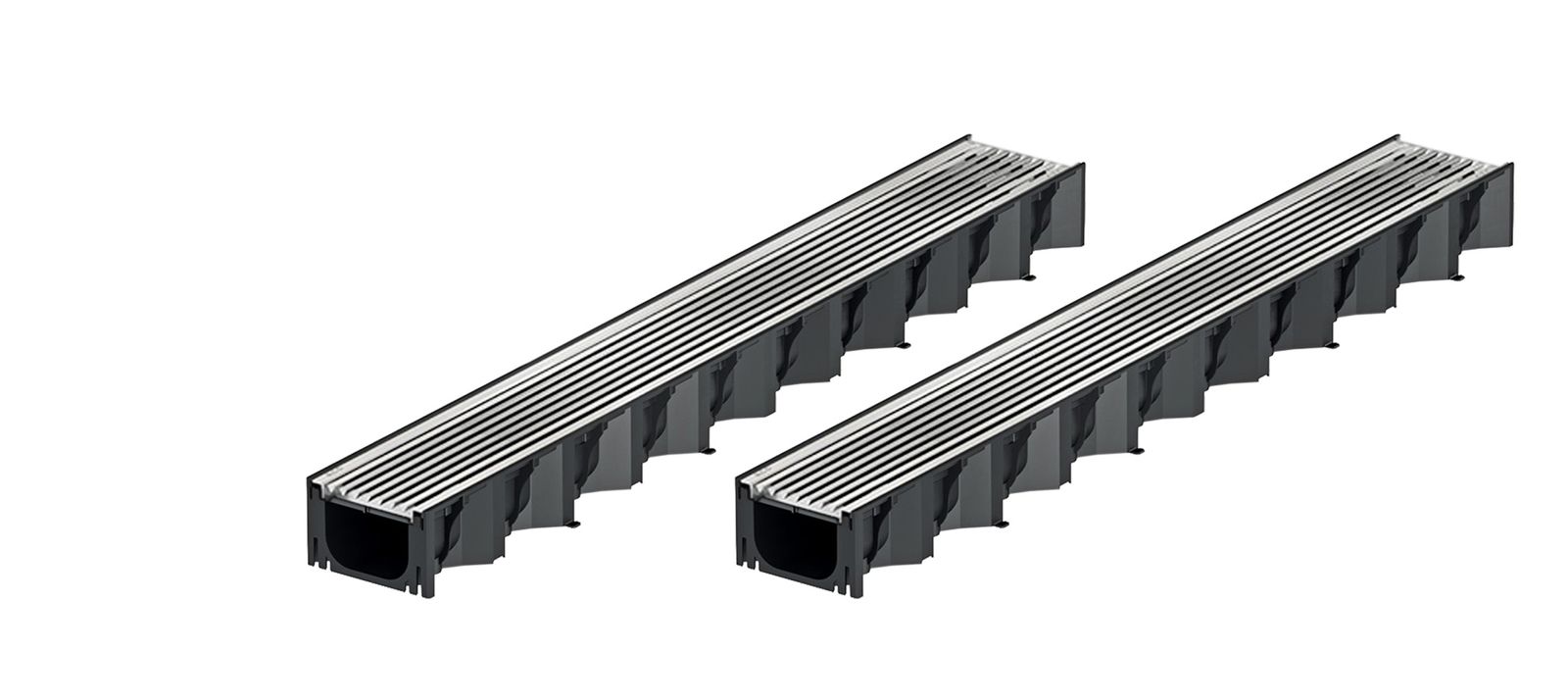 2x1m ACO Self&reg; Hexaline 2.0 Entw&auml;sserungsrinne mit Edelstahl L&auml;ngsstab Stegrost 