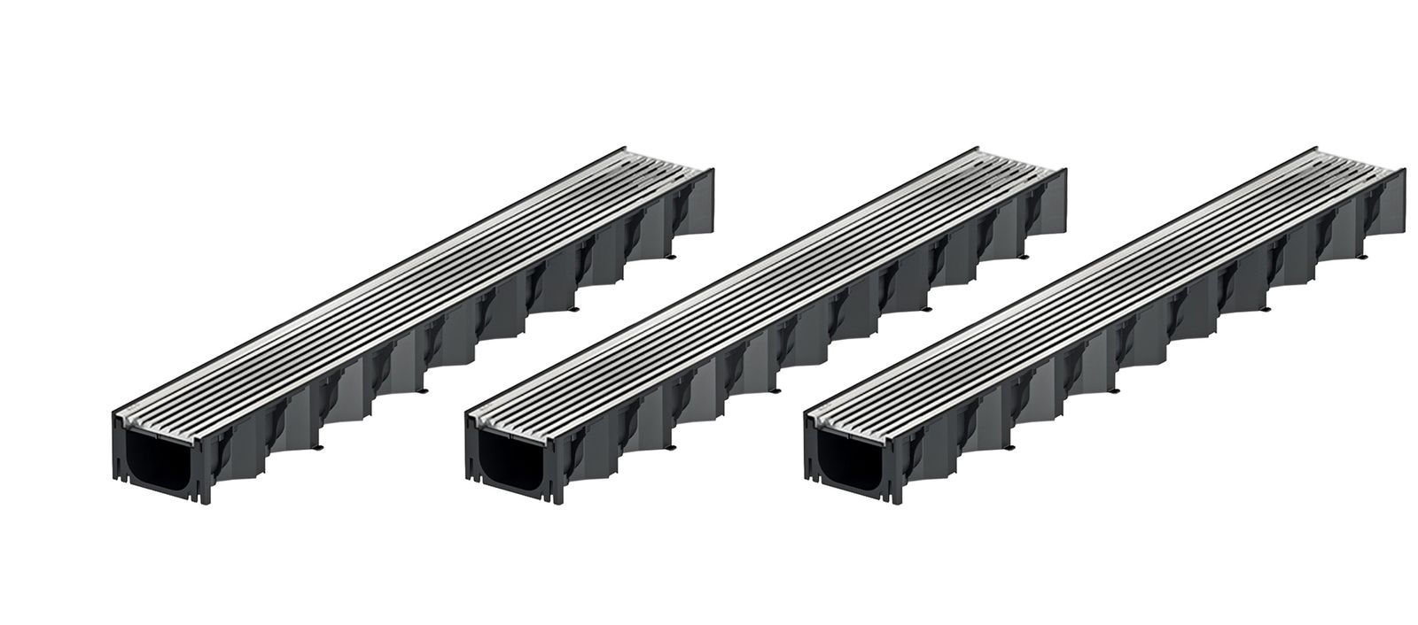 3x1m ACO Self&reg; Hexaline 2.0 Entw&auml;sserungsrinne mit Edelstahl L&auml;ngsstab Stegrost 