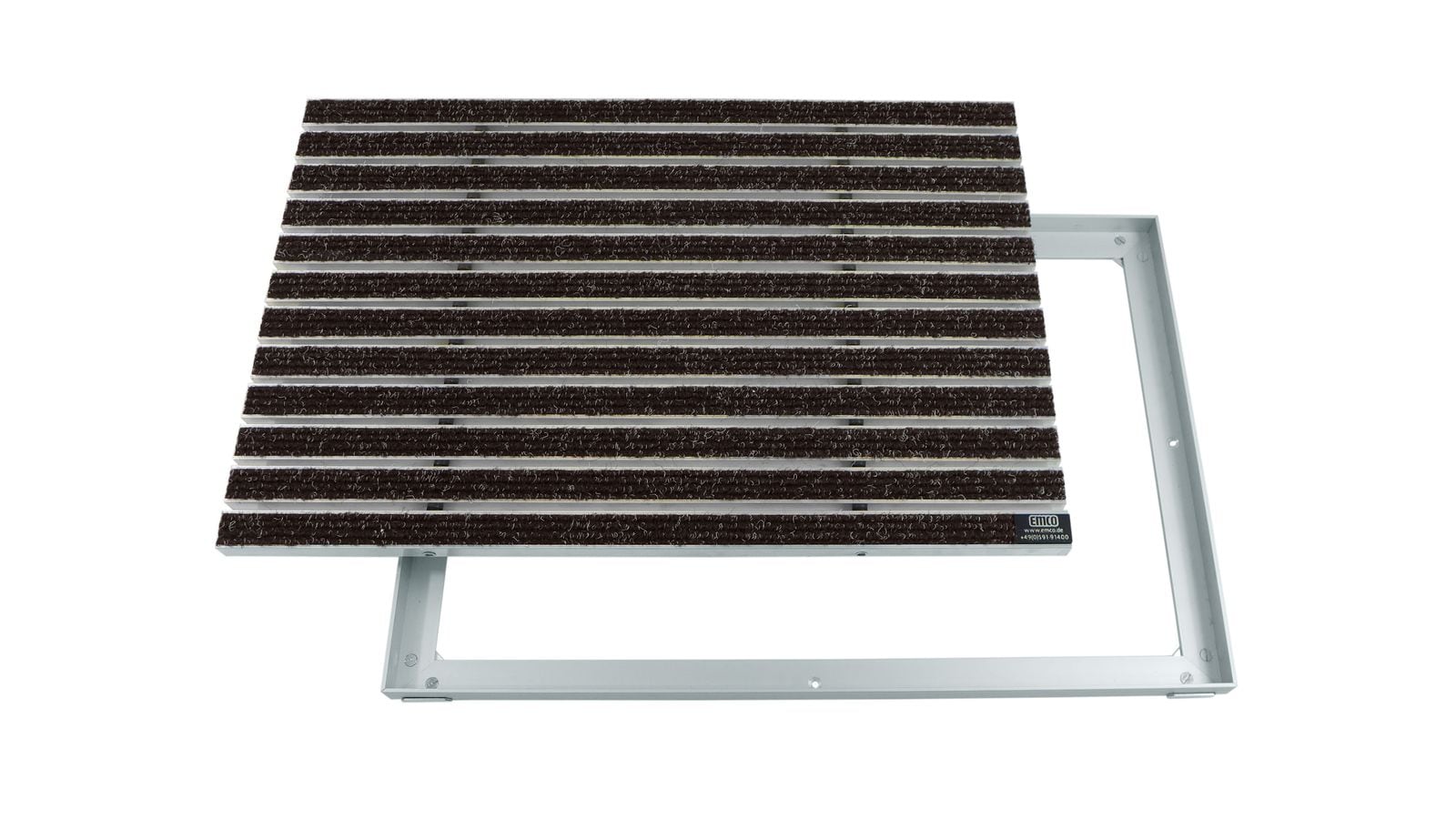Emco Eingangsmatte DIPLOMAT + Rahmen 15mm Aluminium | 100x50cm | Rips Braun 