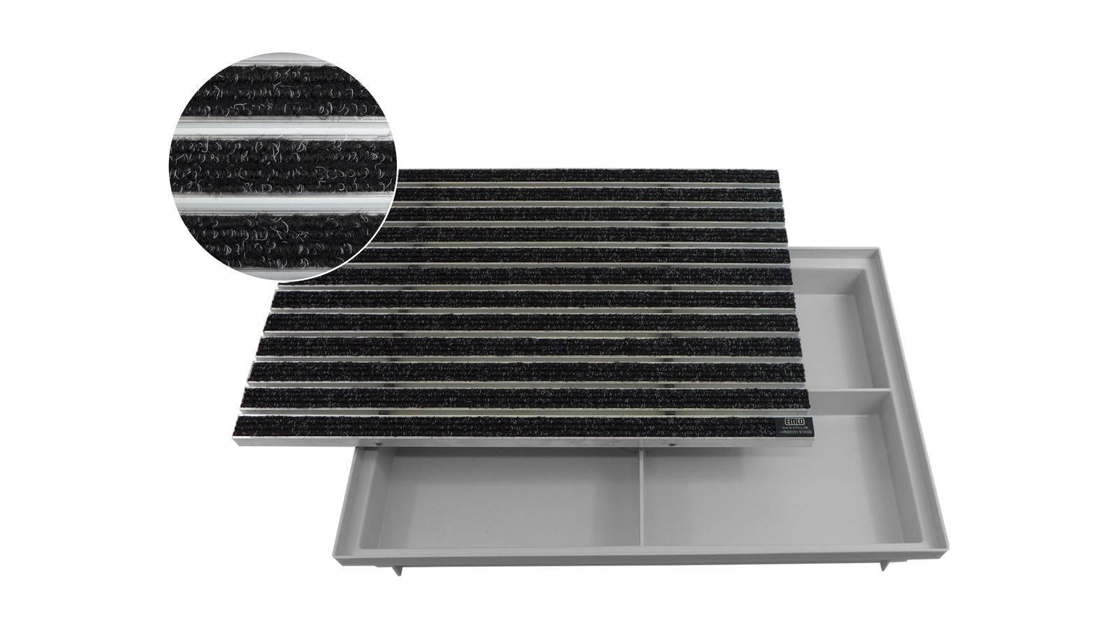 Emco Eingangsmatte DIPLOMAT + ACO Bodenwanne 75mm Kunststoff | 60x40cm | Rips Anthrazit 